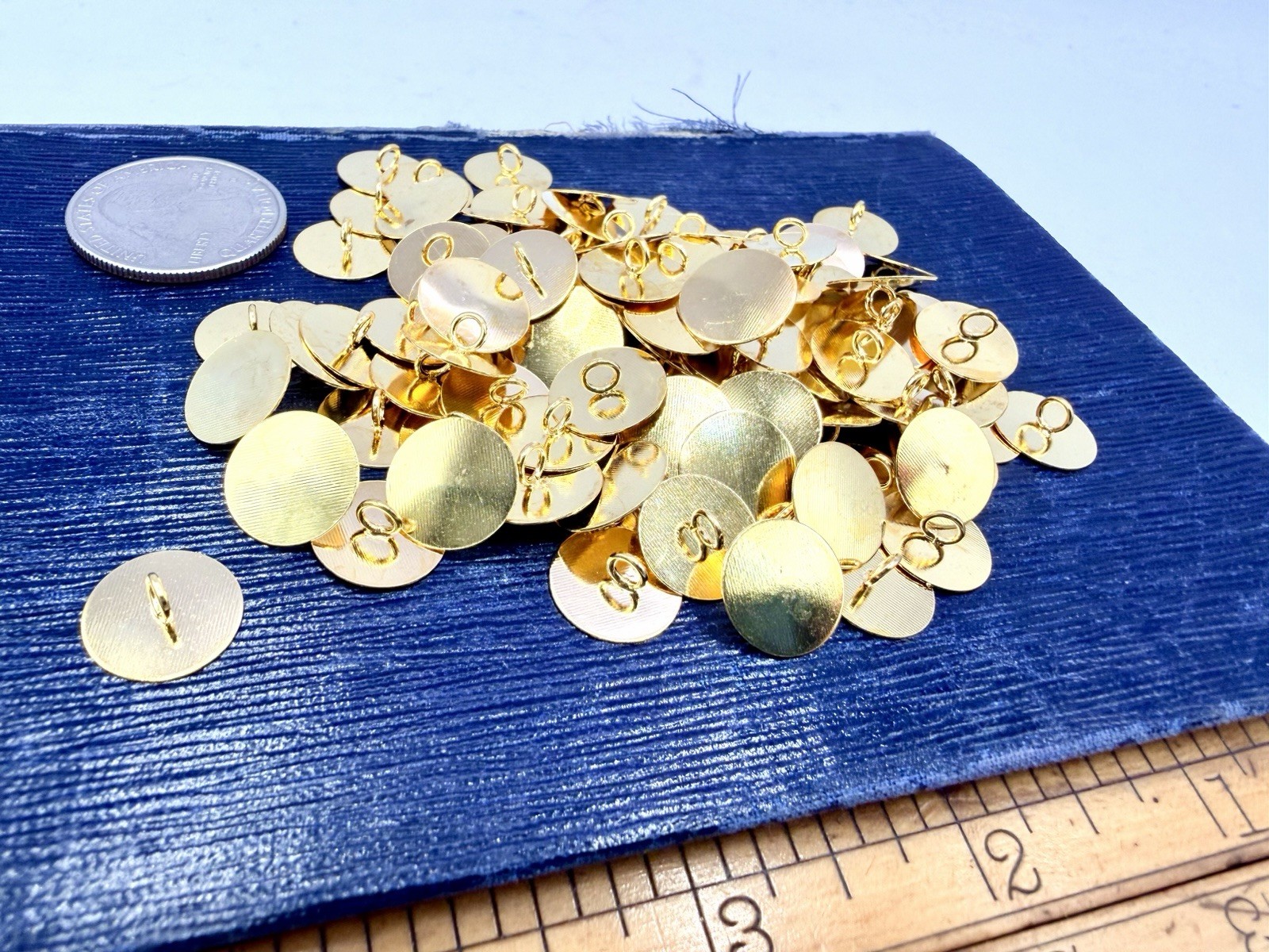 Appx 100 New Old Stock Gold Plated Button Back Findings 12mm Glue On Converter