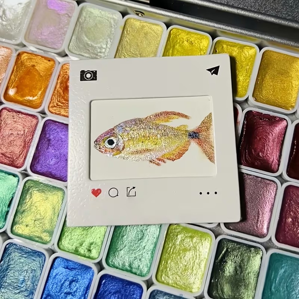 60 Colors Glitter Watercolor Set – Professional Wooden Box Art Paints APR