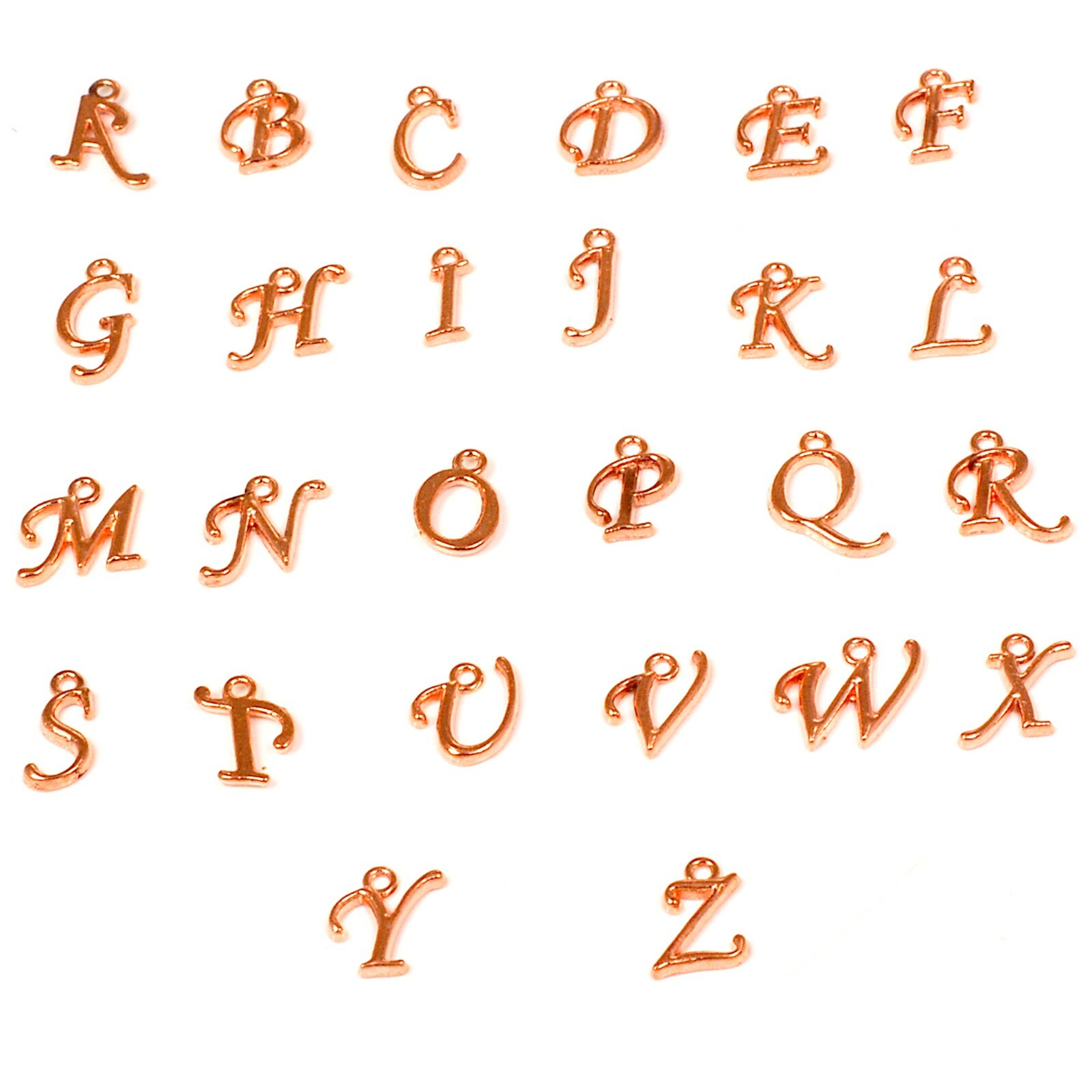 Letter Charms A-Z Necklace, Keychain 2pcs 15mm Gold Copper Brass Silver Findings