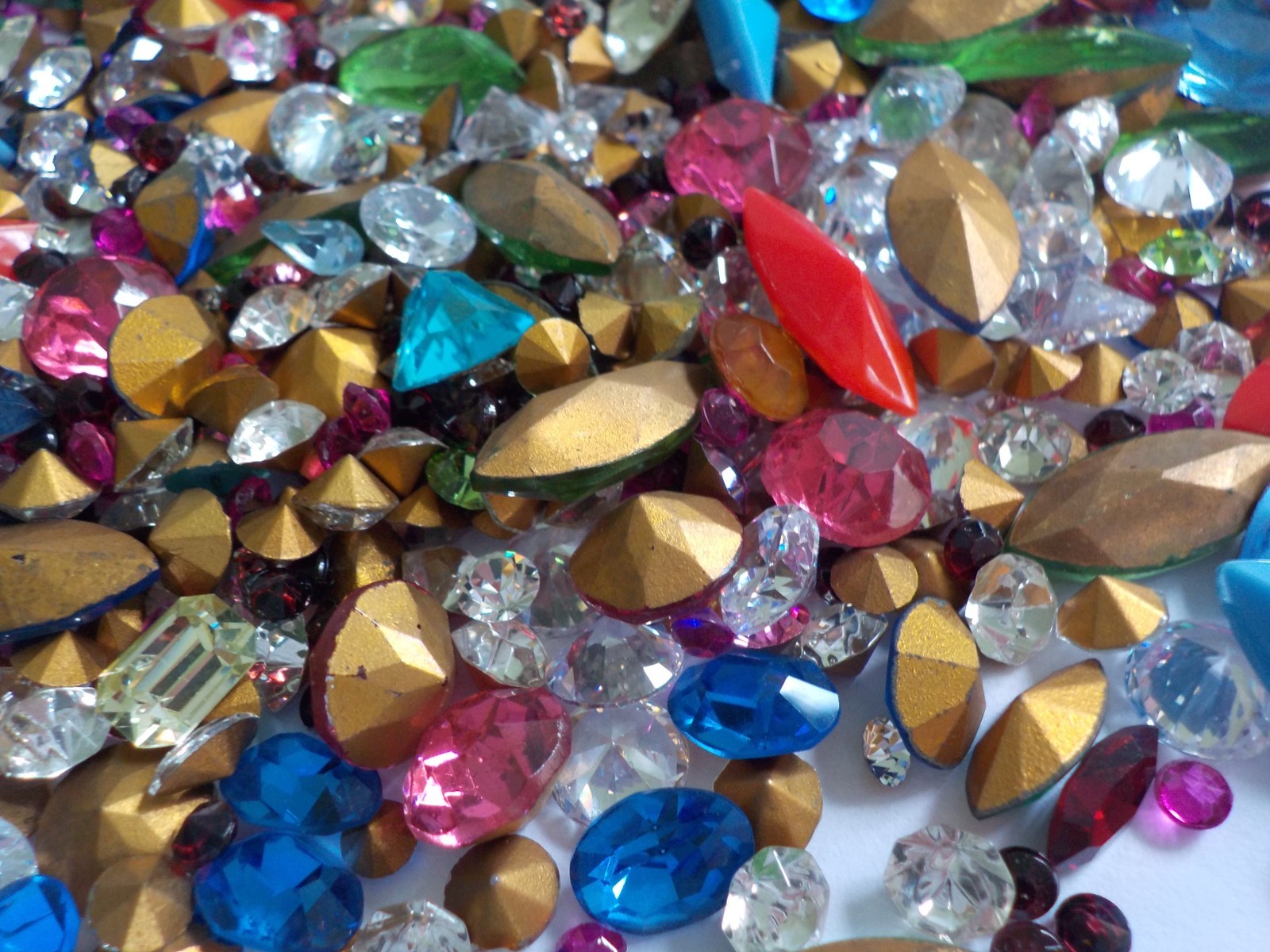 Foil Back Rhinestone & CZ Jewelry Making Supply 7 Oz Mixed Variety Shapes Colors
