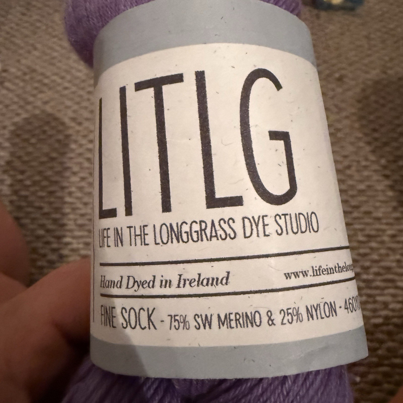 Litlg Yarn Fine Sock Hand Dyed Merino Nylon Purple Linen 460yds 100g