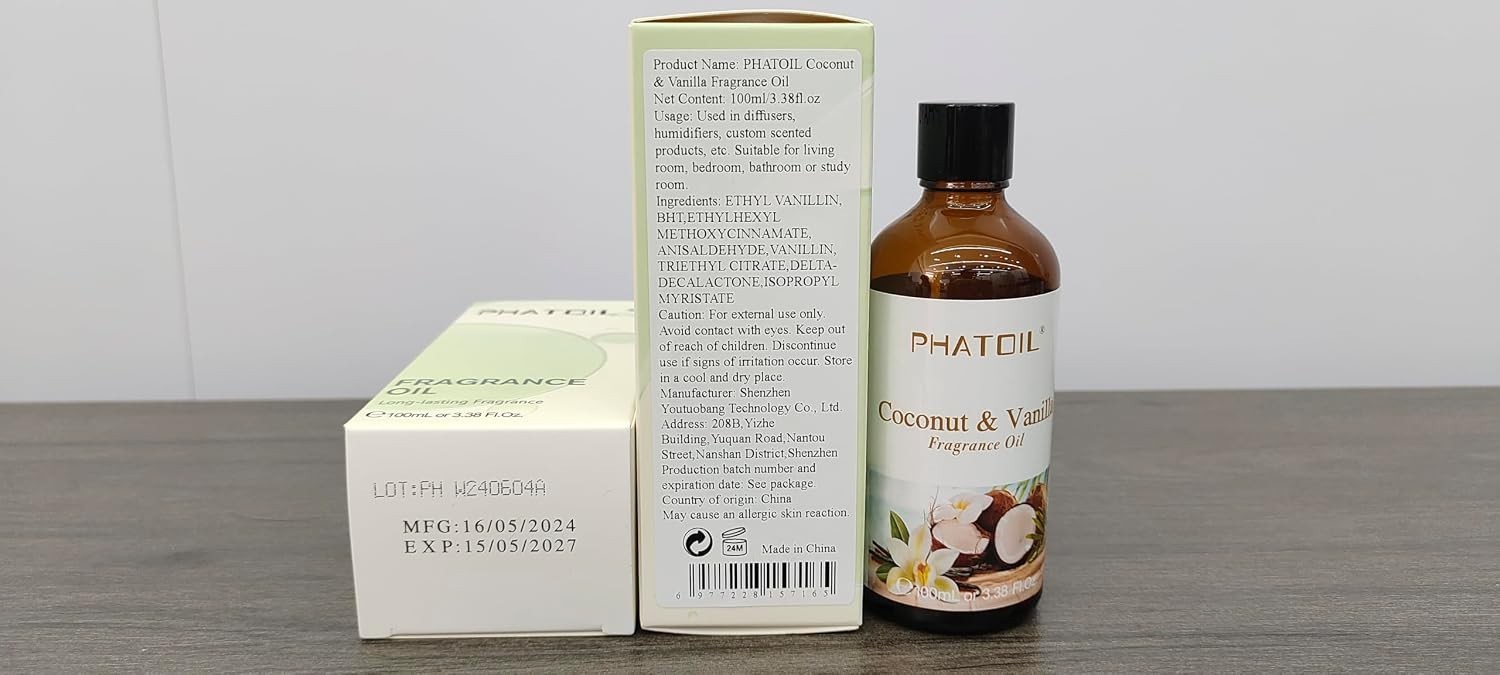 Cruelty-Free 3.38FL.OZ Coconut & Vanilla Fragrance Oils – Versatile Aromatherapy