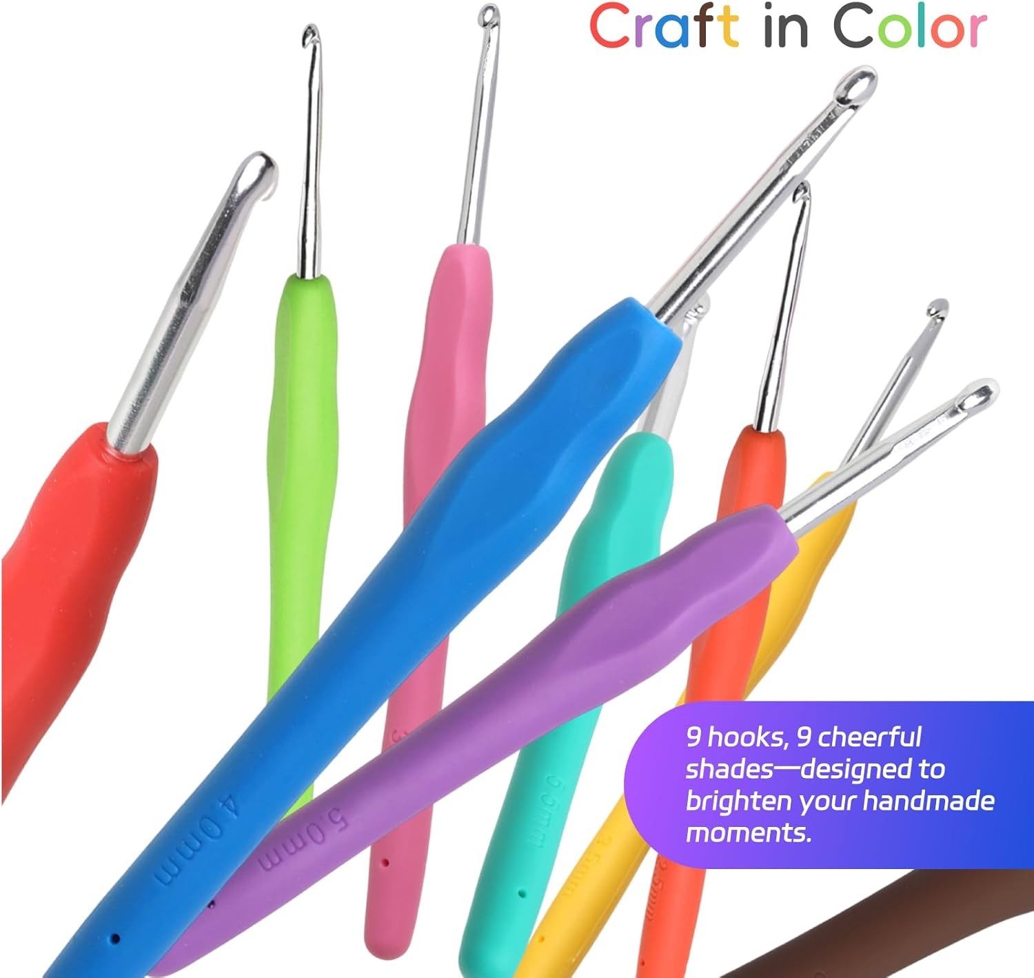 Crochet Hooks Set Clover Amour Steel Pastel 14 Pcs Ergonomic Easy Grip Bright…