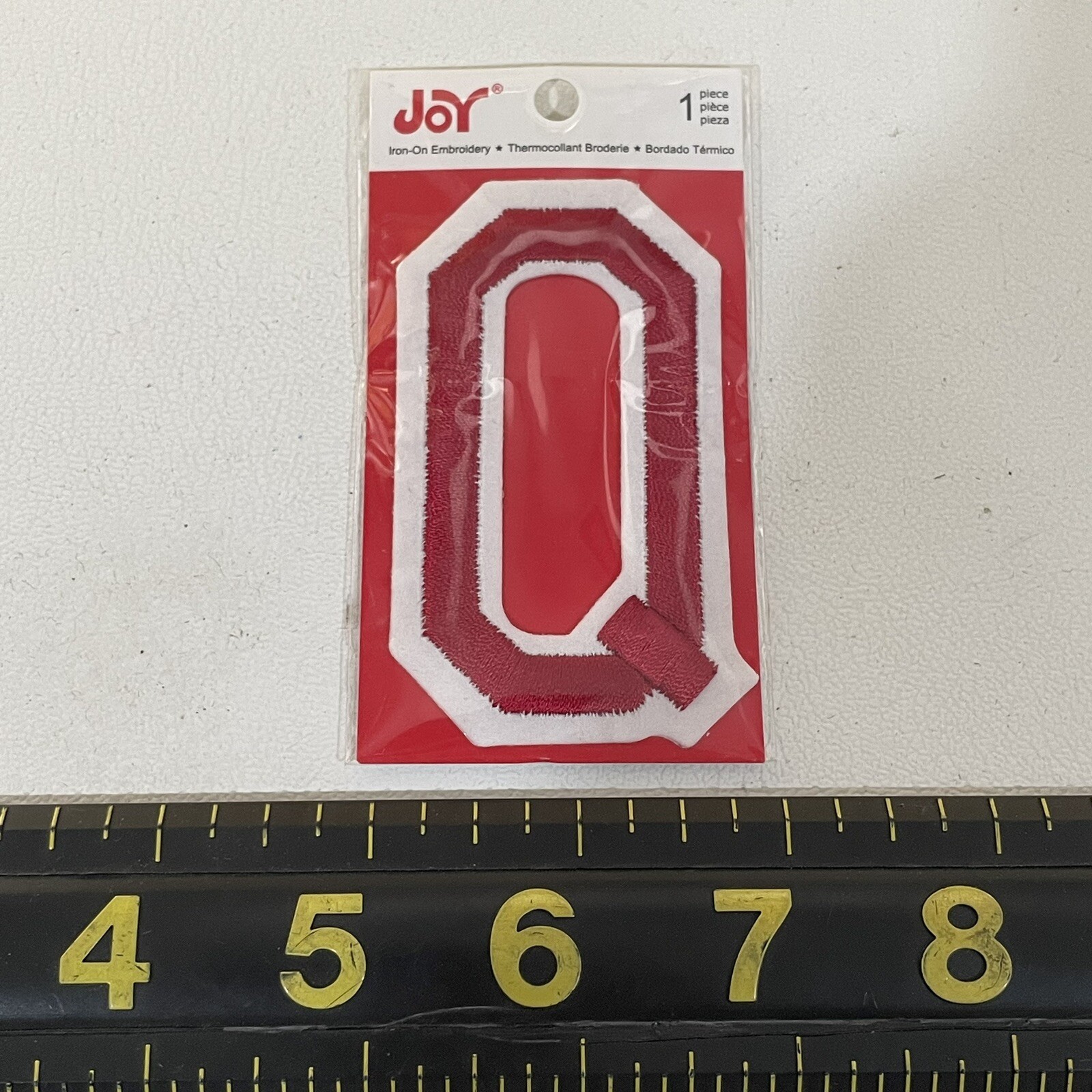 3” Tall “Q” Red On White Letter Initial Q Patch M010