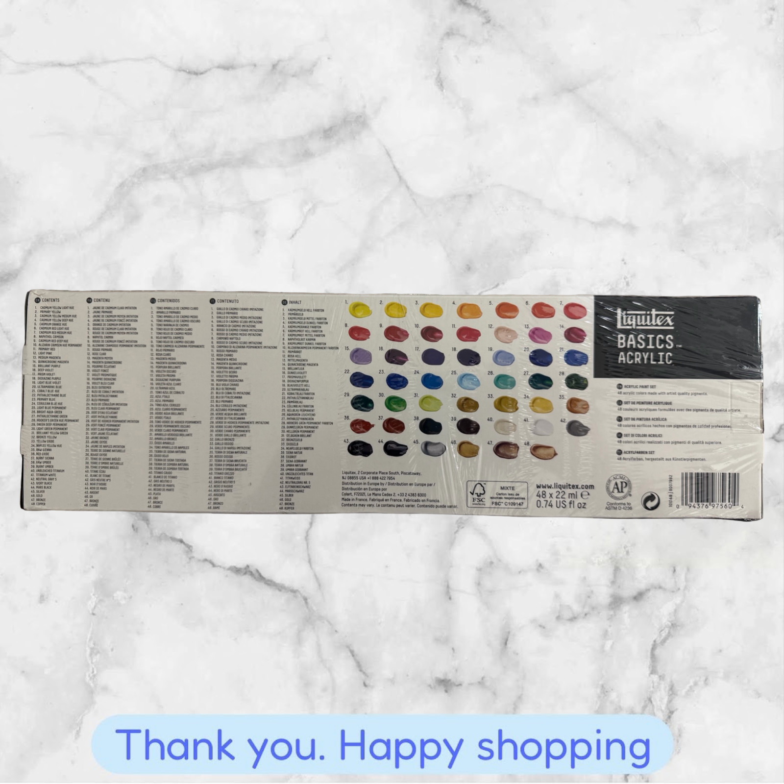 Liquitex Basic 48-Piece Acrylic Assorted Color 48 X 22ml Tubes NEW SHIPPING