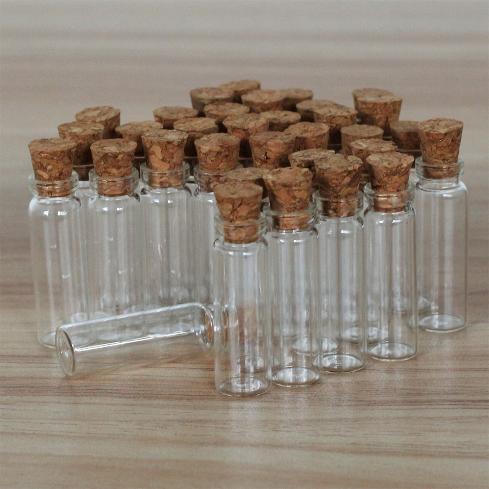 50/100/200Pcs 2ML Clear Glass Bottles with Corks Containers Jars Bottle Vials