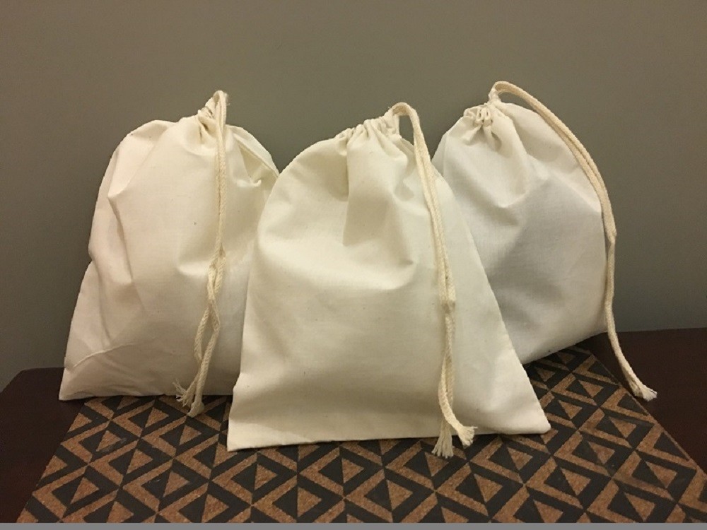 Reusable Eco Friendly Cotton Drawstring Muslin Bags (Natural Color)- SAMPLES