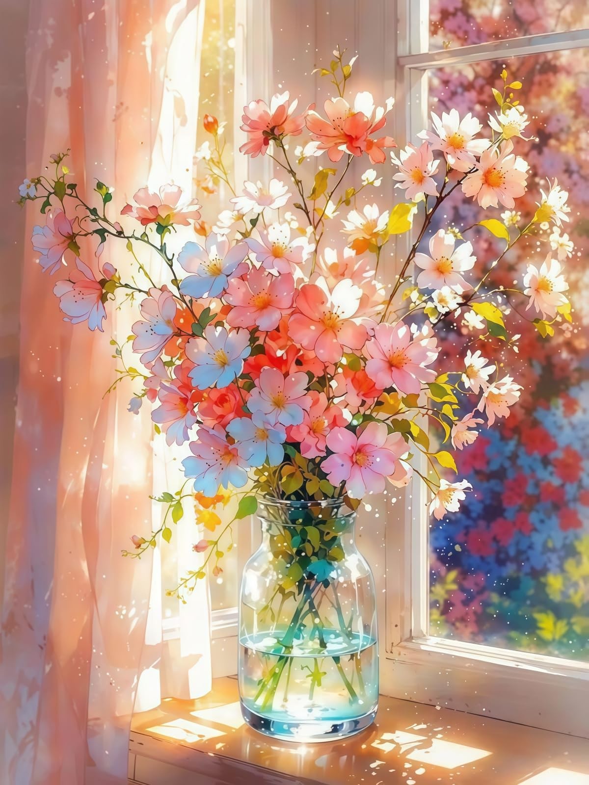 5D DIY Diamond Art Kits for Adults,Flowers Diamond Paintings Kits for Beginners,