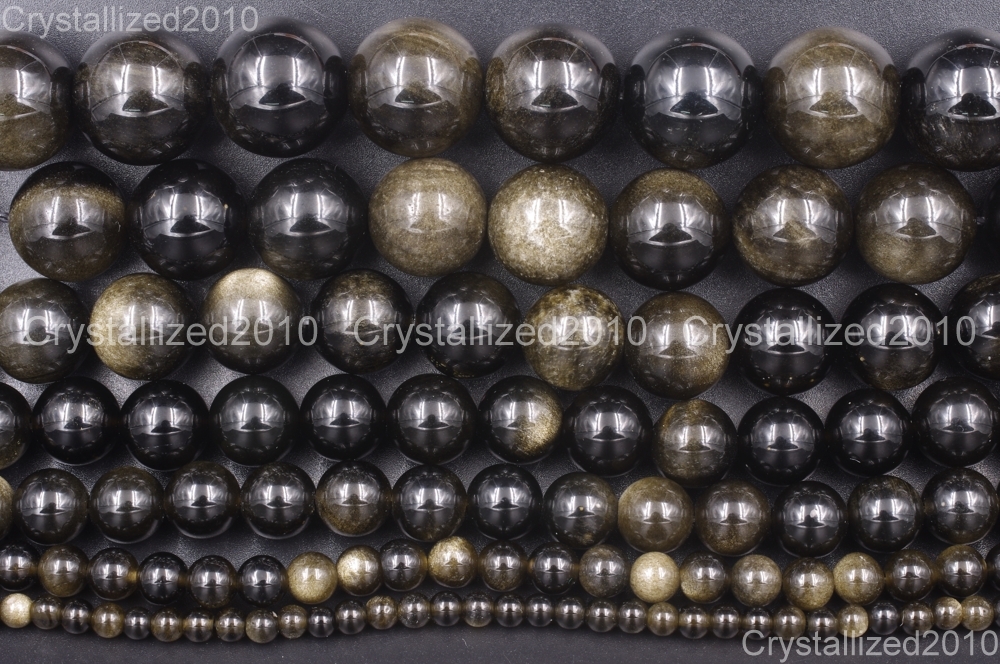 Natural Golden Obsidian Gemstone Round Beads 4mm 6mm 8mm 10mm 12mm 16mm 15.5″