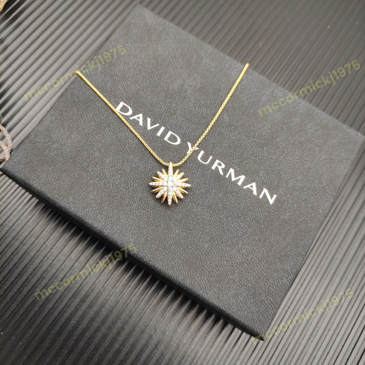 New.DavldYurman.Starburst.Diamond Sterling GOLD Women pendant necklace