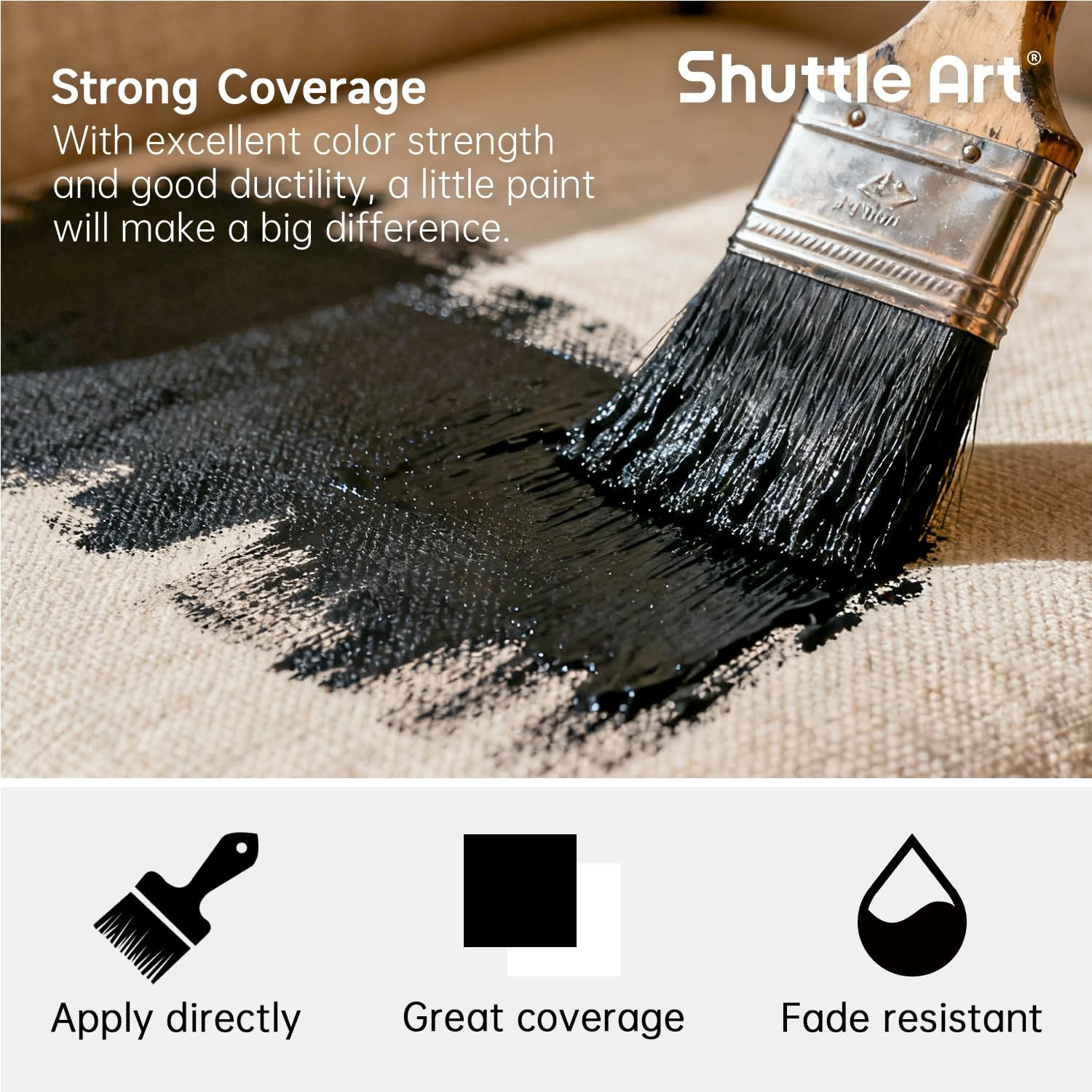 Shuttle Art Black Fabric Paint, 33.8 oz(1000 ml) Large Bottle with Pump, Perm…
