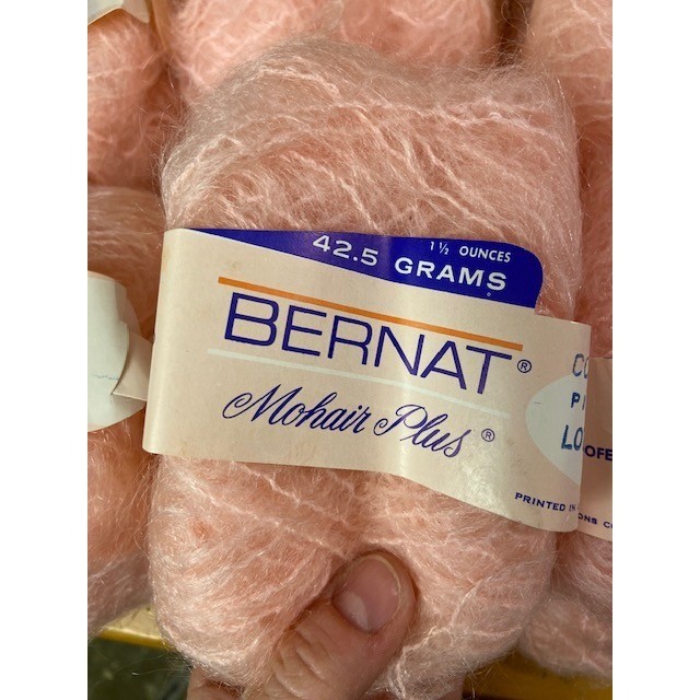 Bernat Mohair Plus Yarn Pink 5326 Lot JL 8 Skeins Vintage Mohair Wool Blend USA
