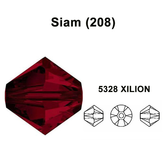 3mm Siam (208) dark red Genuine Swarovski crystal 5328 XILION Bicone Beads
