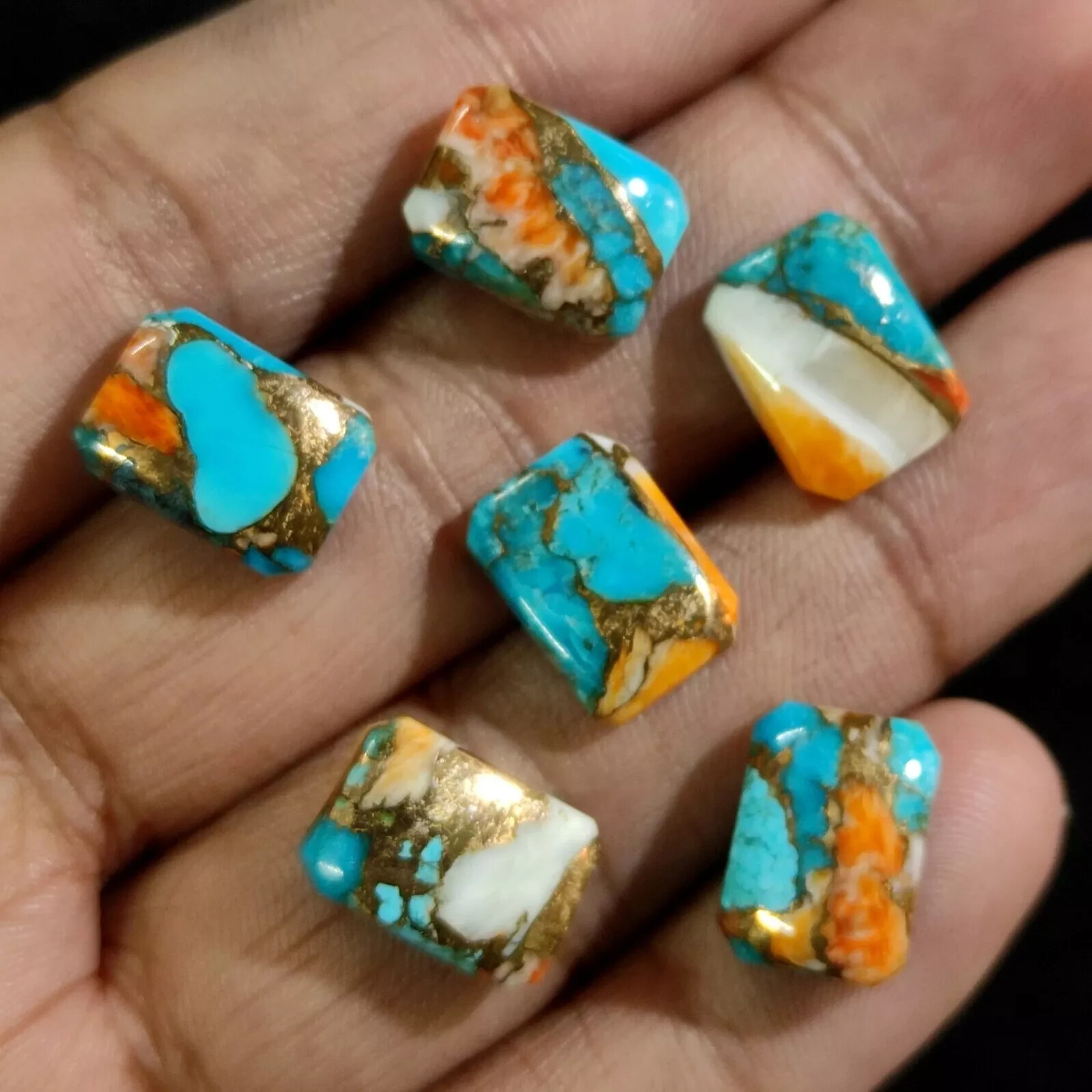 Wholesale Oyster Copper Turquoise Cabochon Octagon shape Loose Gemstone Lot.