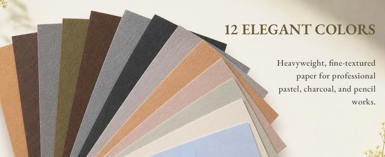 5×7 Sanded Pastel Paper Pad, 600gsm 12 Sheets of 12 Mixed Colors | Heavyweight