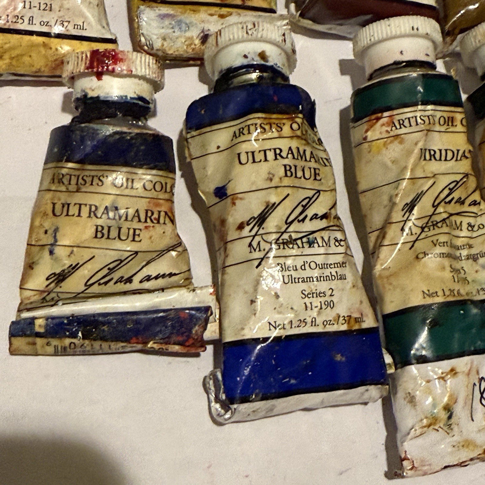 M. Graham Artist VINTAGE Oil Paint Red Cadmium Yellow Blue Viridian Green RARE