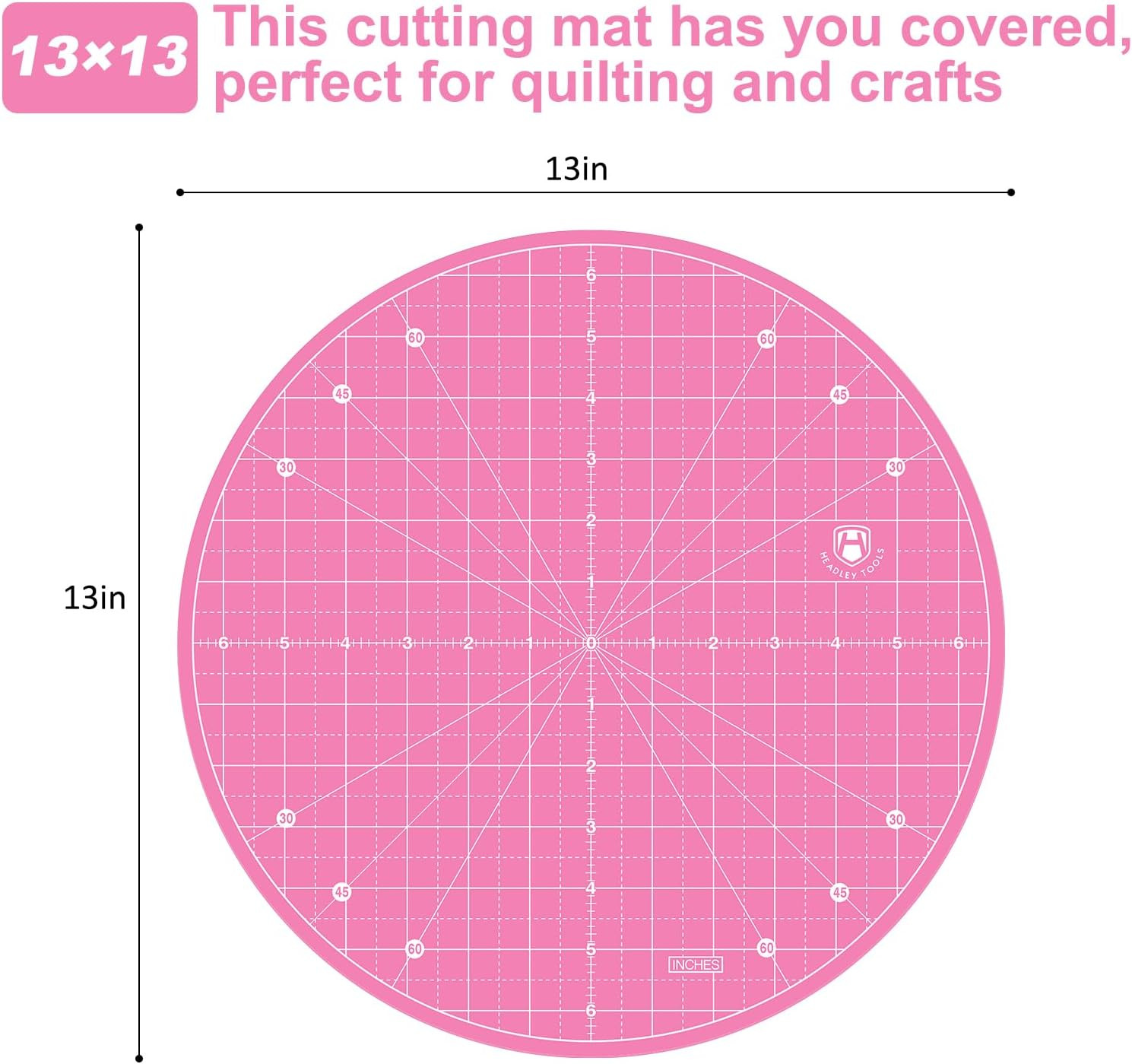 13″ Round Self-Healing Cutting Mat with 360-Degree Rotation, Pink