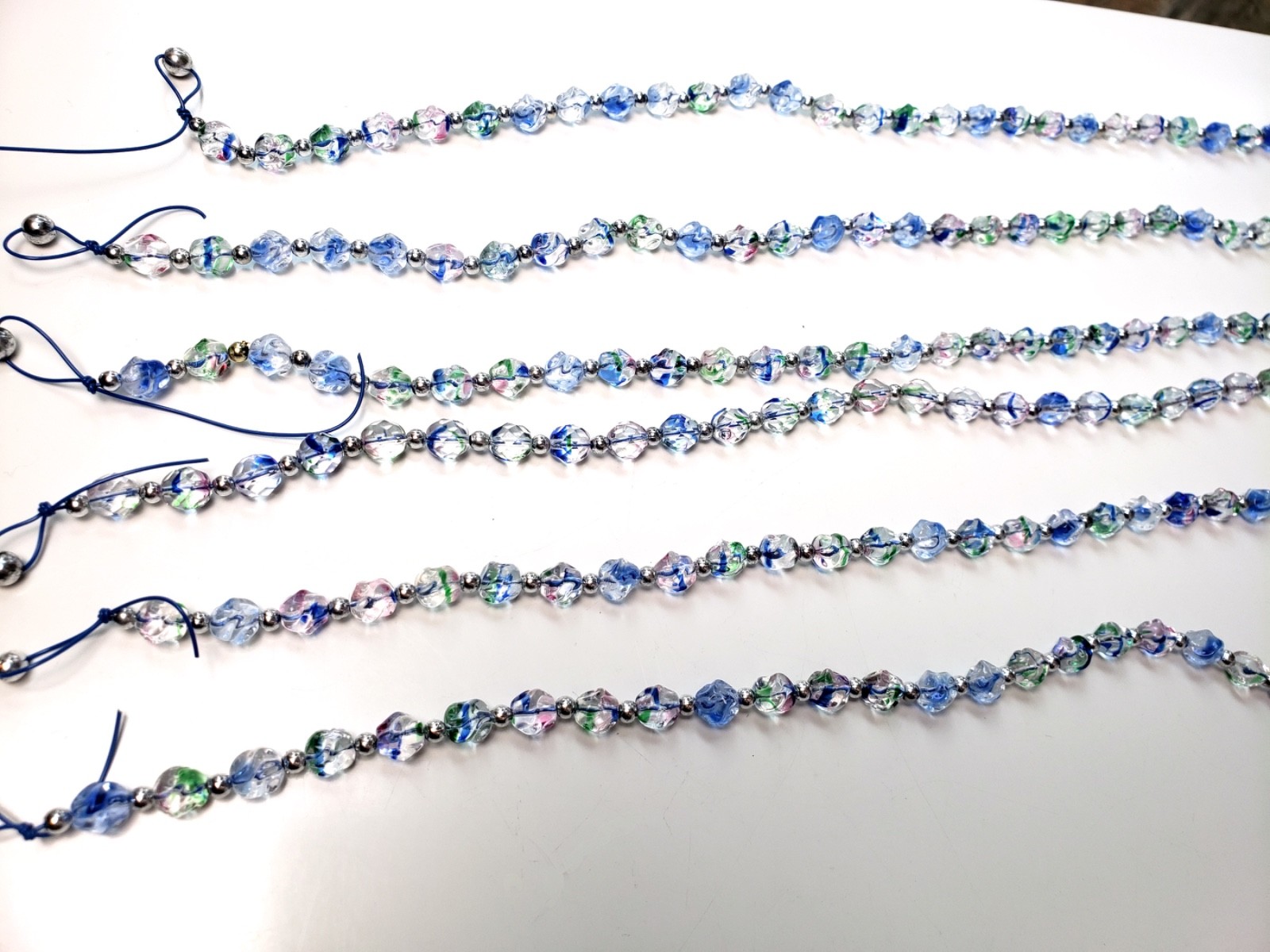 ‘Water Lily’ glass beads, actual beads shown, 15″ strands x6, for jewelry, craft
