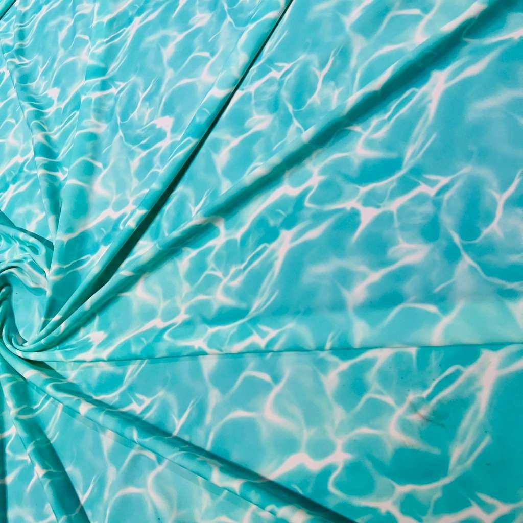 Abstract Water Waves print Spandex Fabric 4 Way Stretch By Yard for swimwear