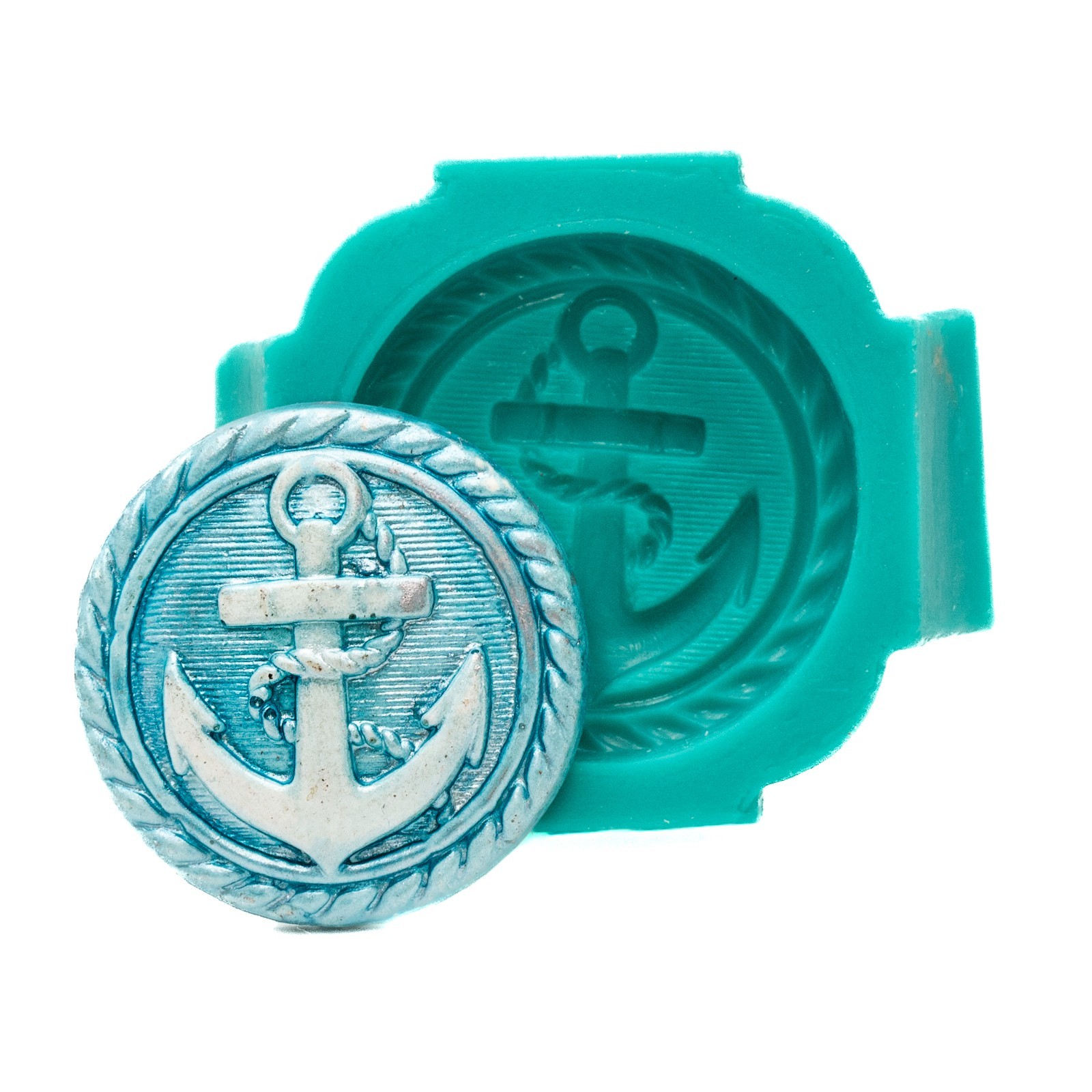 Silicone Nautical Anchor Button Mold Resin Clay Jewelry Fondant Mint Mold (730)