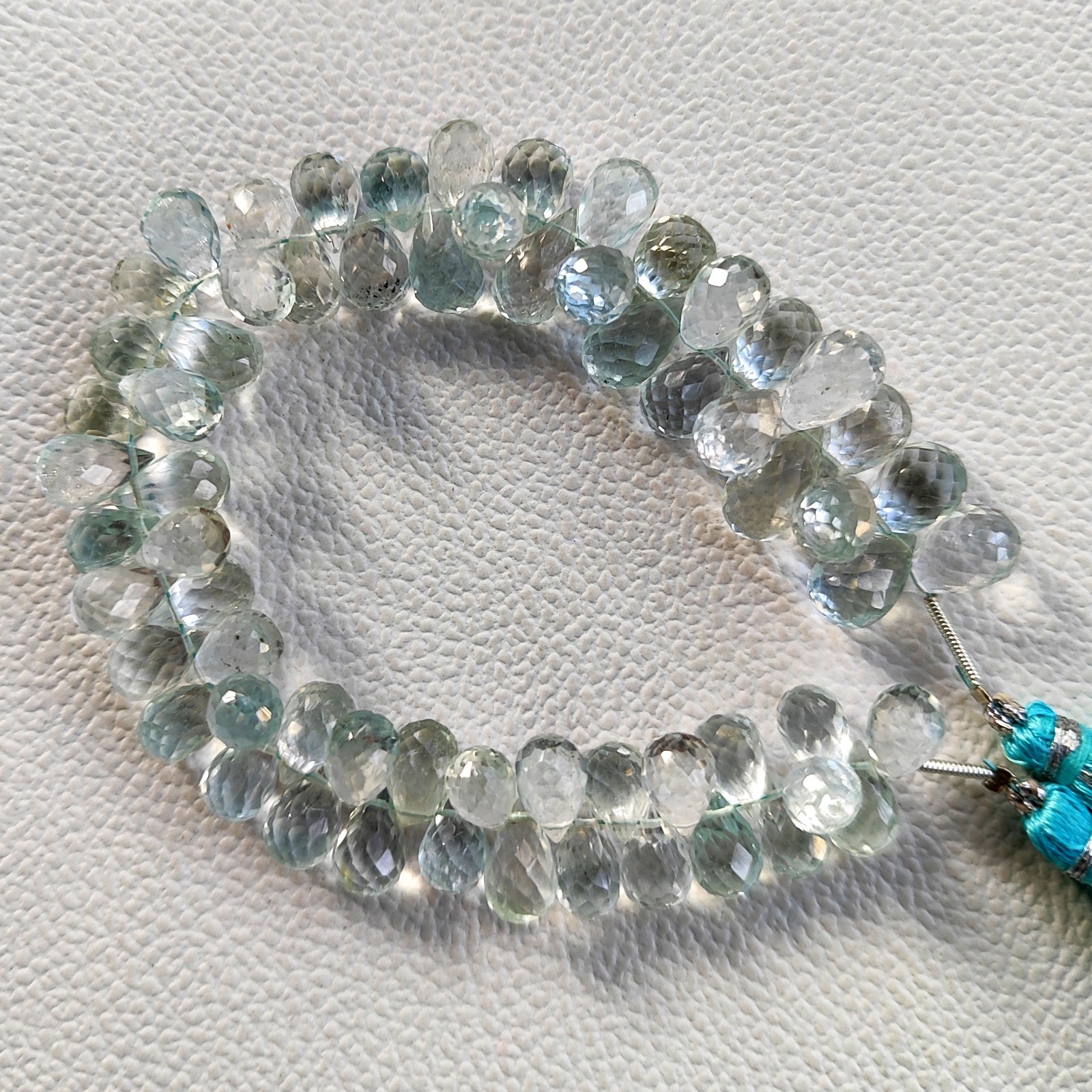 No Irradiation Blue Topaz Gems Beads 8×5-10x7mm Teardrop Cut Briolette 7″ Strand