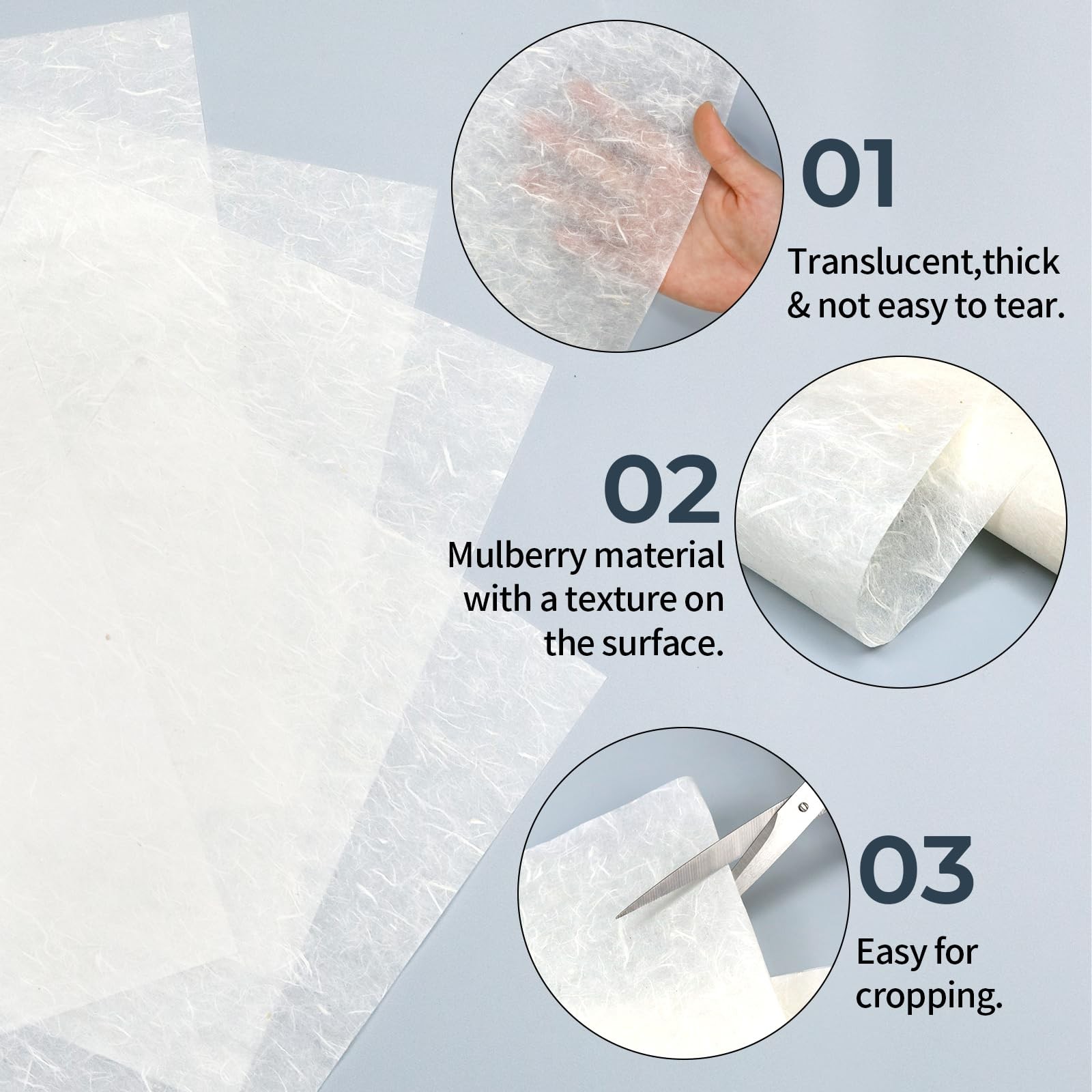50/100 Sheets A4 Mulberry Paper Sheets Natural Fiber Rice Paper,8.3X11.7In Natu