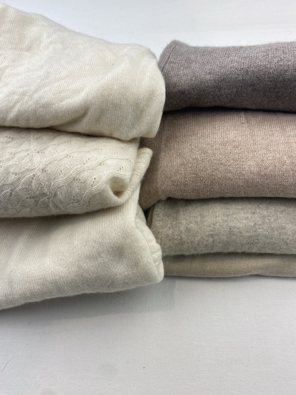 Lot of 100% Cashmere Fabric Cutter Craft Upcycle Flaw Ivory Beige Brown 2lb 8oz