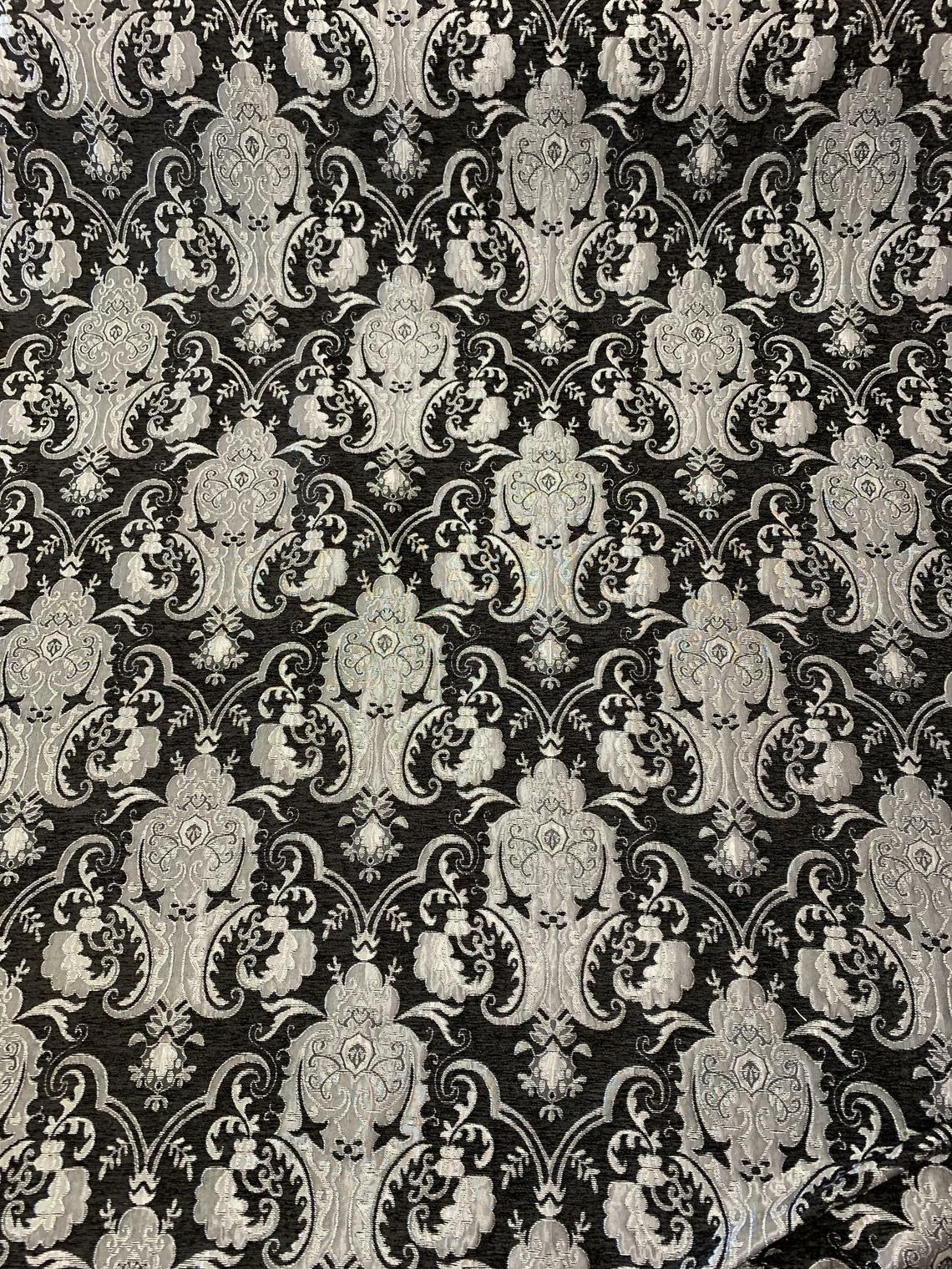 Drapery and Upholstery Chenille Fabric By the Yard Elegant Damask Pattern 58″ w