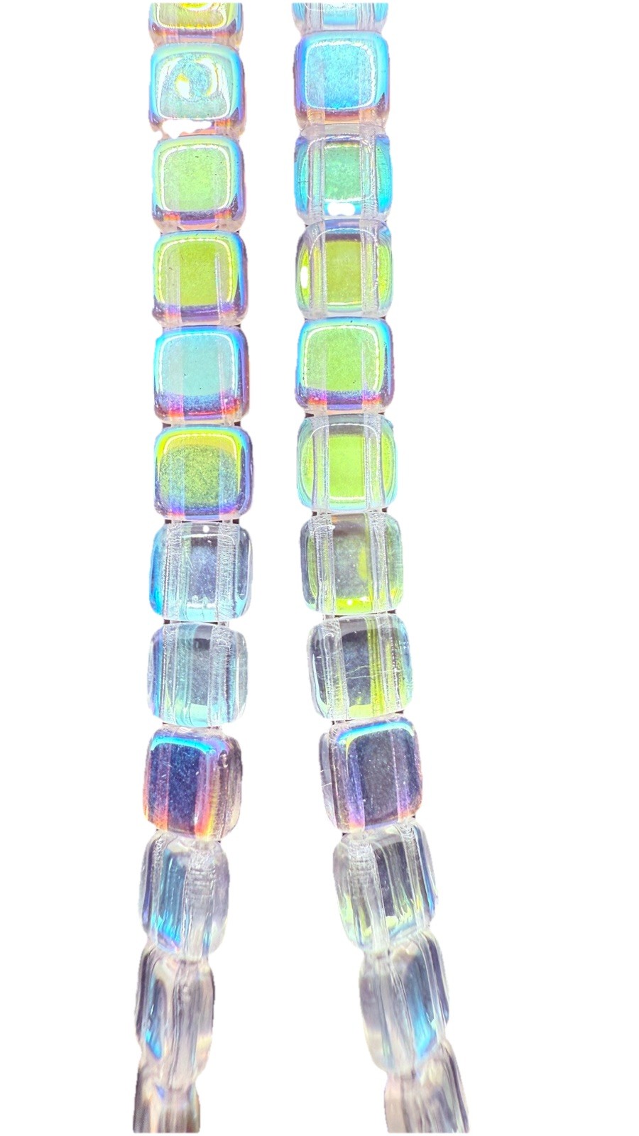 Czech Glass Clear AB Beads Flat Square 2 Hole 6mm Qty:38