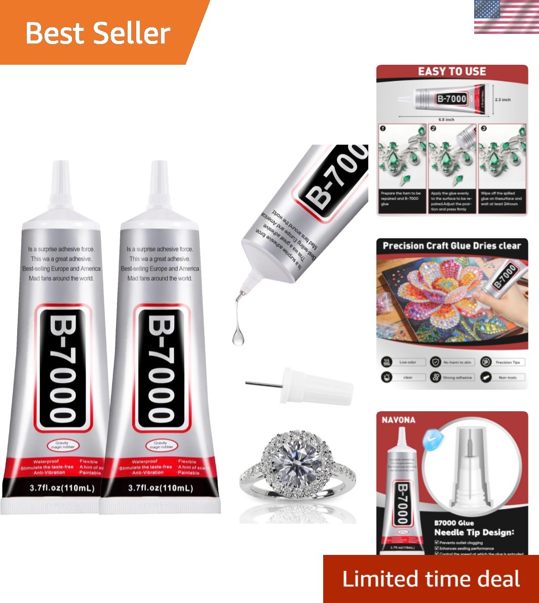 2 PCS 110ml Glue Clear with Precision Tip, Bedazzling Glue, Rhinestone Glues,…