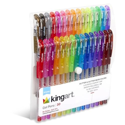 30 Count Glitter Gel Pens Set Assorted Colors Smooth Writing Non Toxic