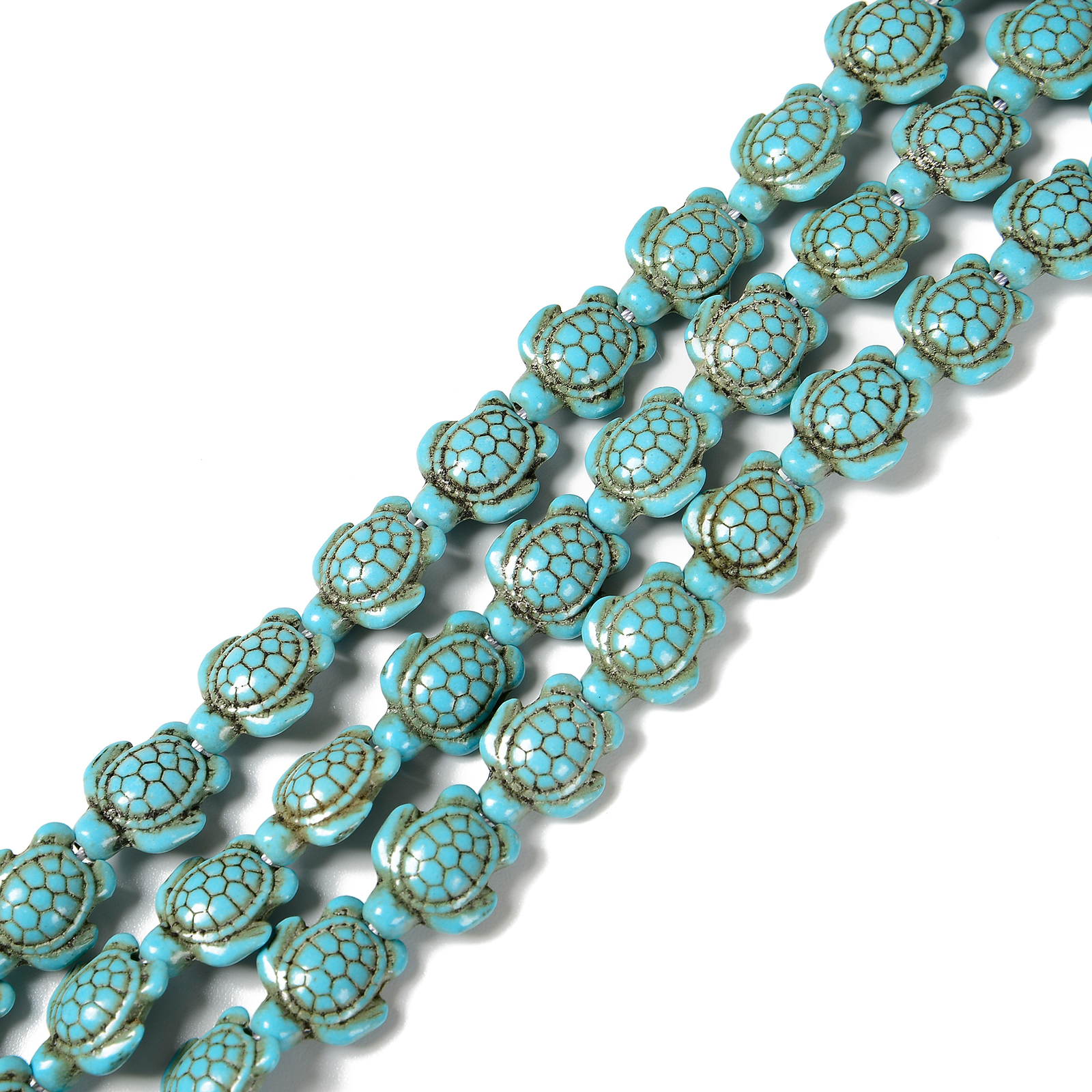 Blue or White Howlite Turquoise Turtle Beads 15x18mm 15.5″ Strand