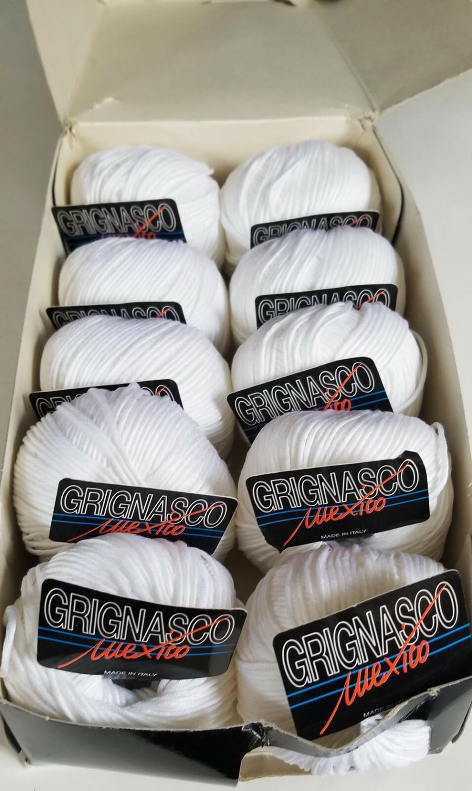 10 balls GRIGNASCO MEXICO 50 grams WHITE 100% cotton YARN made in ITALY