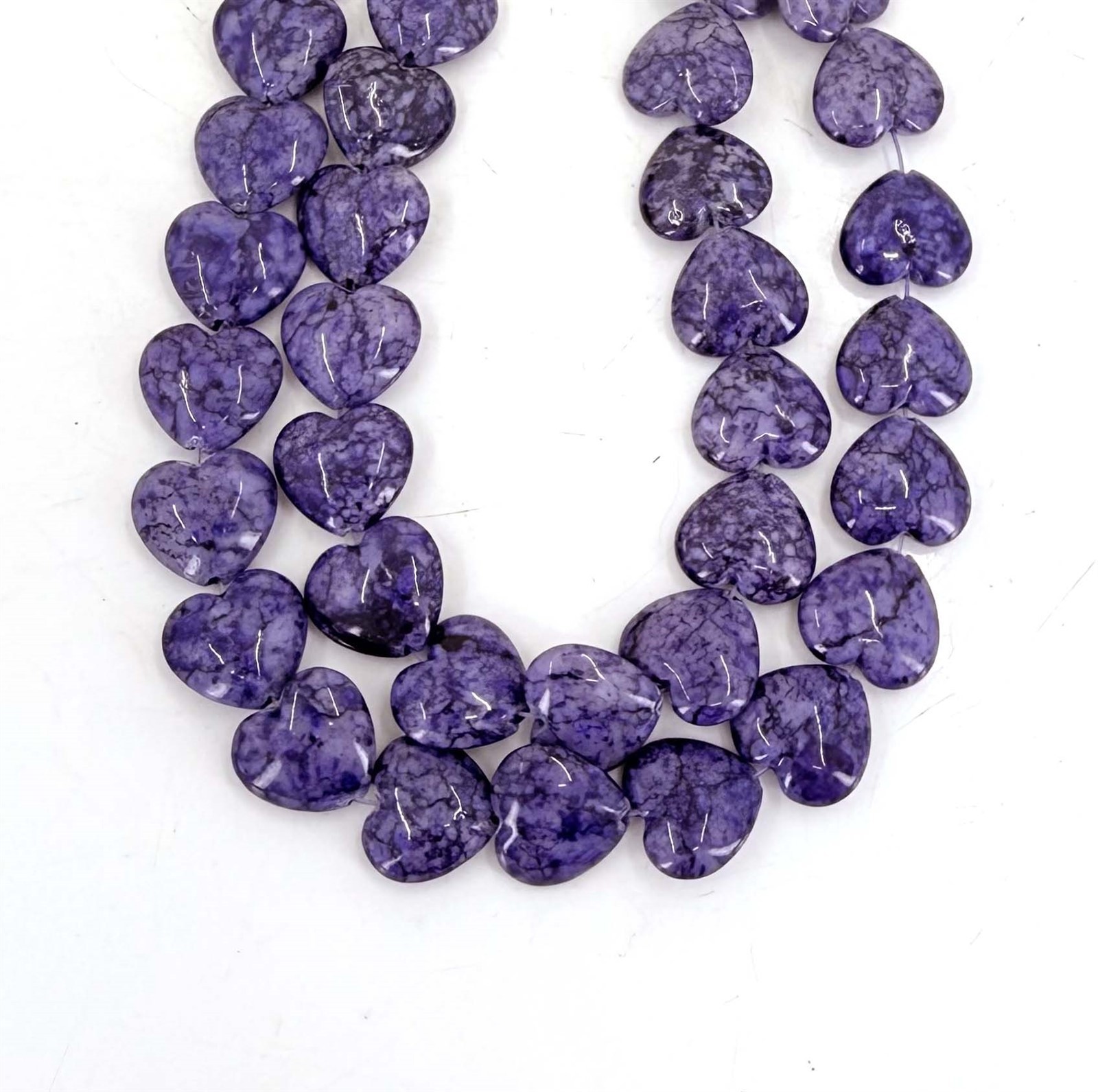 12 Rain Flower Stone Violet / Purple Heart Beads 12mm