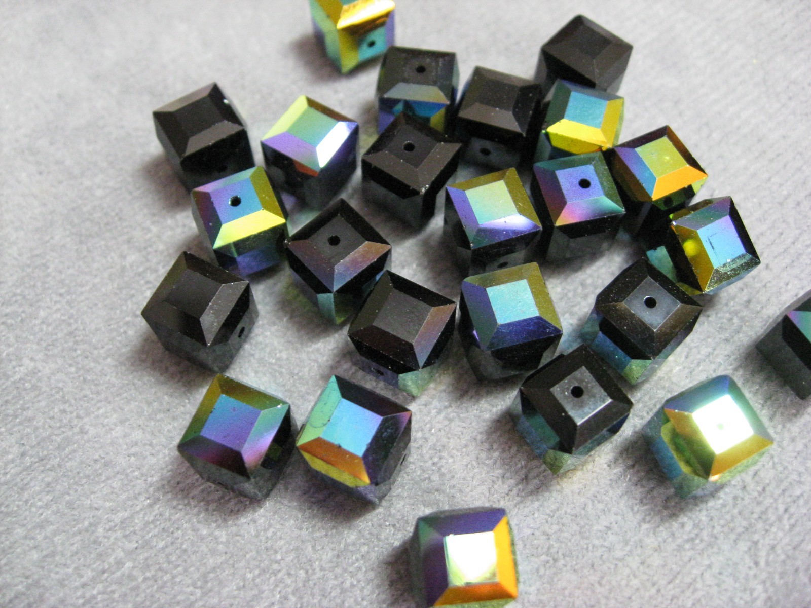 Black AB Swarovski Crystal Beads 8mm Cube