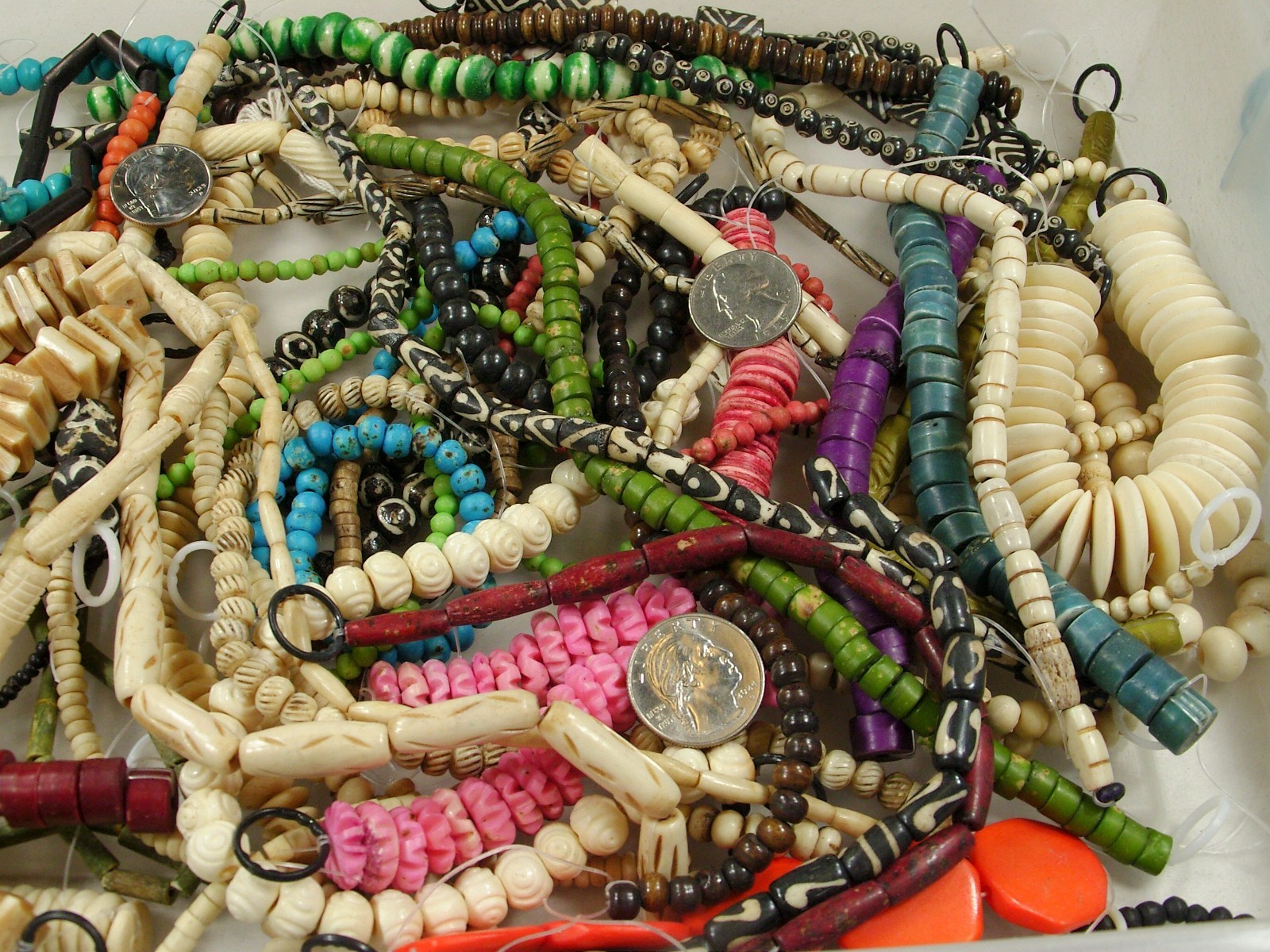 2 Pounds Odds and Ends India Handmade Water Buffalo Bone Beads Lot (AXP-2) ⭐