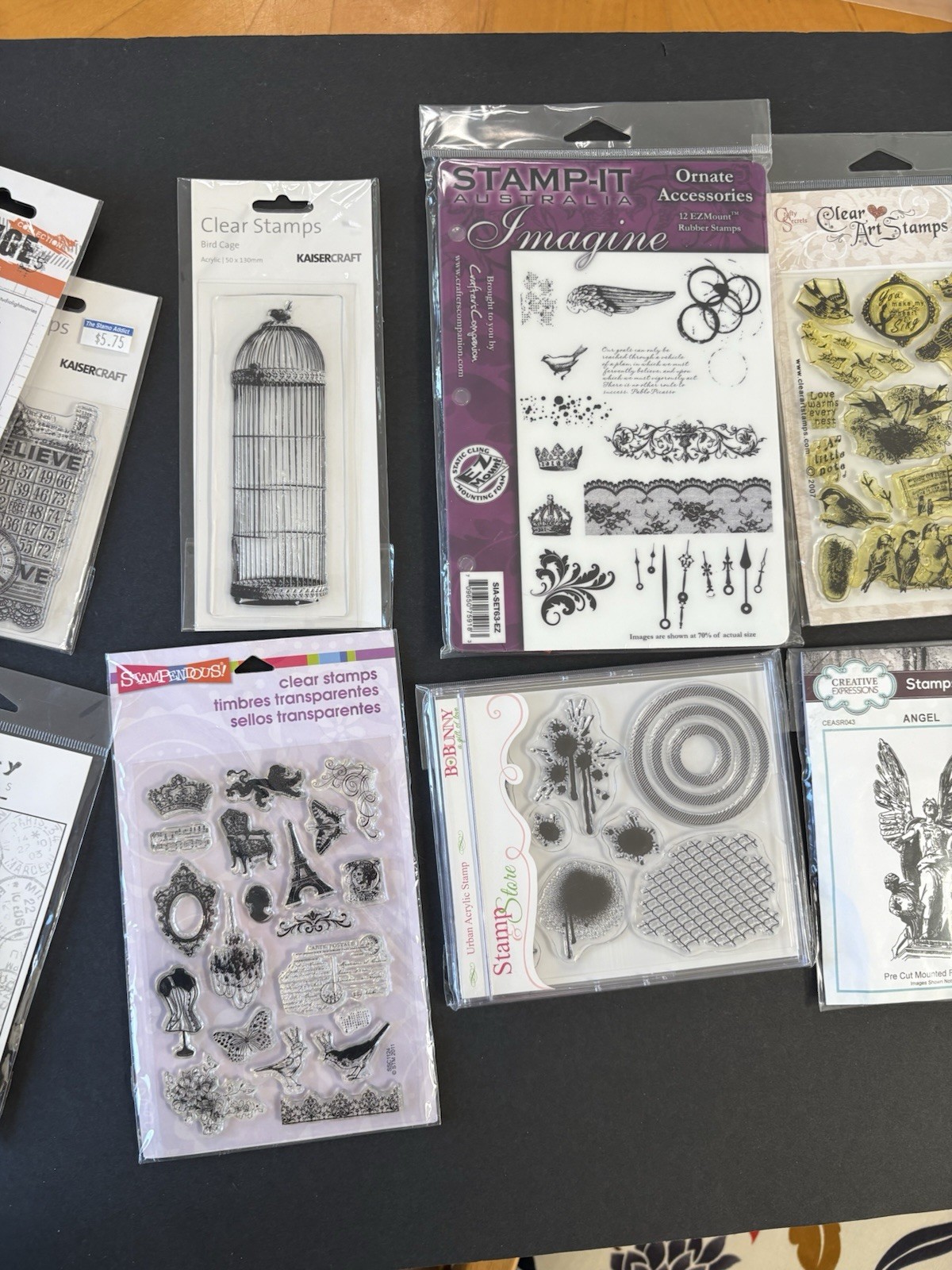 Collage Mixed Media Huge LOT of 66 Cling Clear Unmounted Stamps Altered