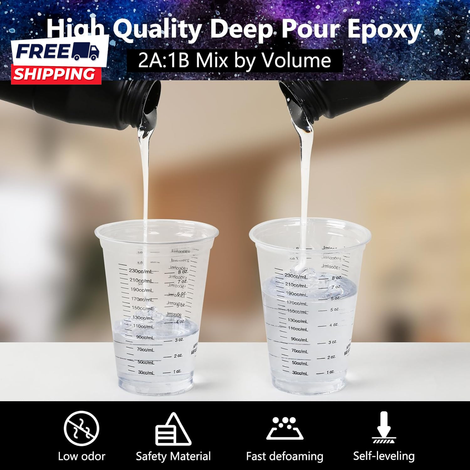 Deep Pour Epoxy Resin 3 Gallon Resin Epoxy Kit (2:1) for 2-4 Inch Pour Depths