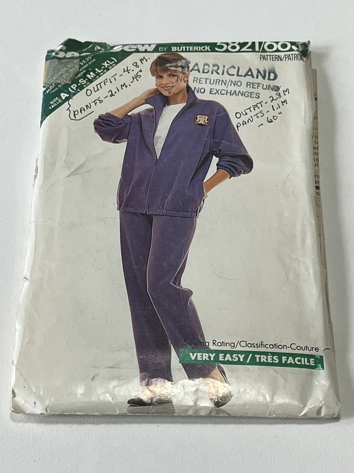 Track Suit 80s Loose Jacket Pants Sz P S M Cut To M 12-14 Sewing Pattern SS5821