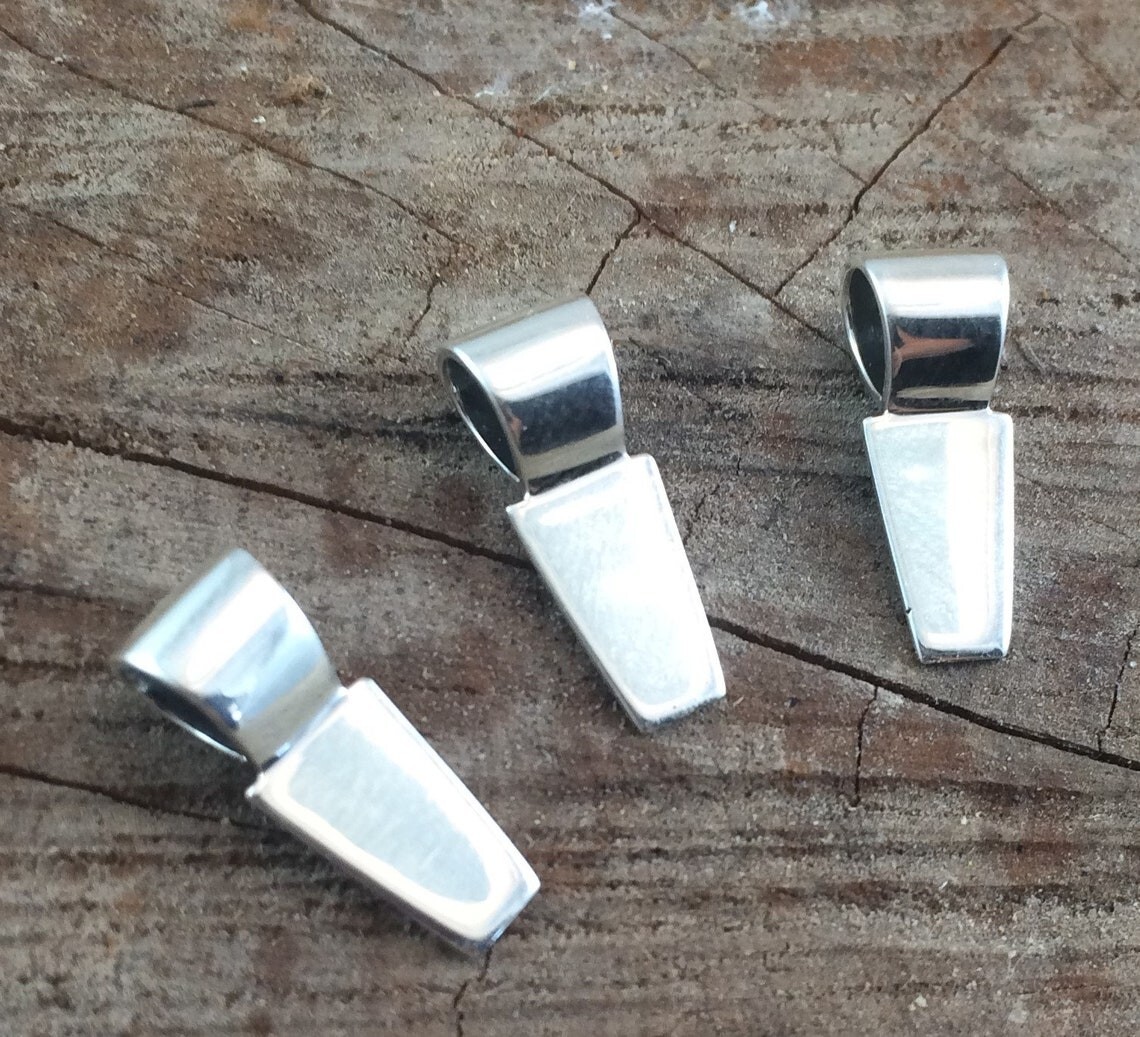 Sterling Silver Glue On Pendant Bail 6mm x 15mm .925 Highly Polished