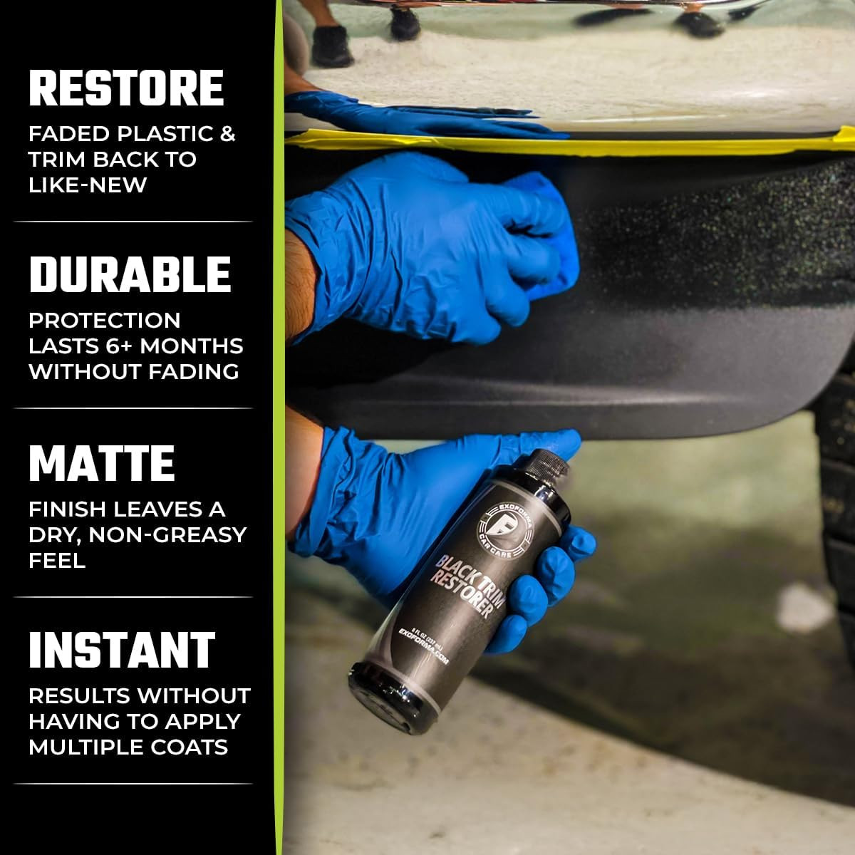 Black Trim Restorer – Lasts 6+ Months, Dye Infused Waterproof Plastic Restorer f