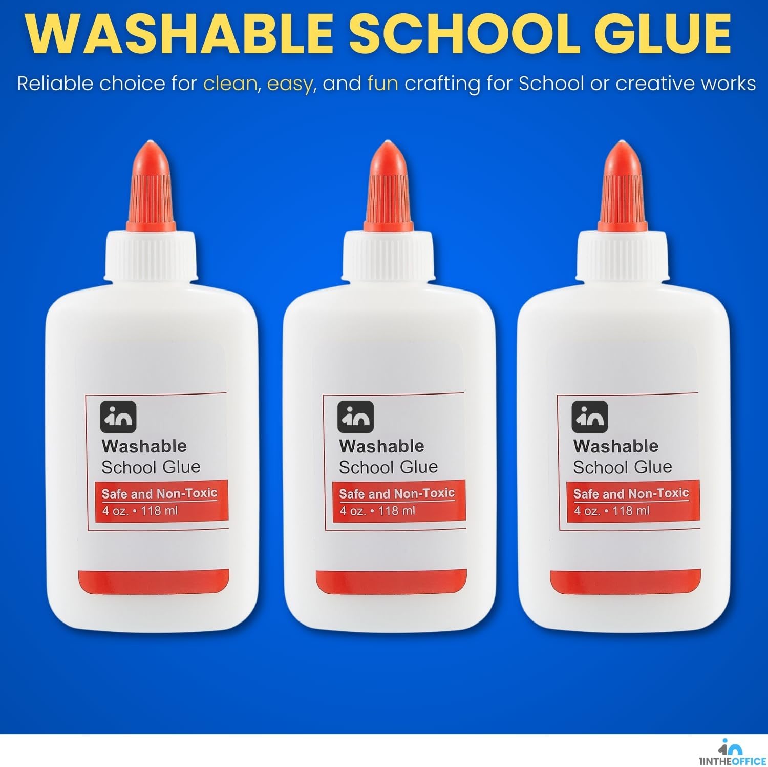 White School Glue Bottle, Washable Liquid School Glue, Non-Toxic, 4 oz./ 118 ml,