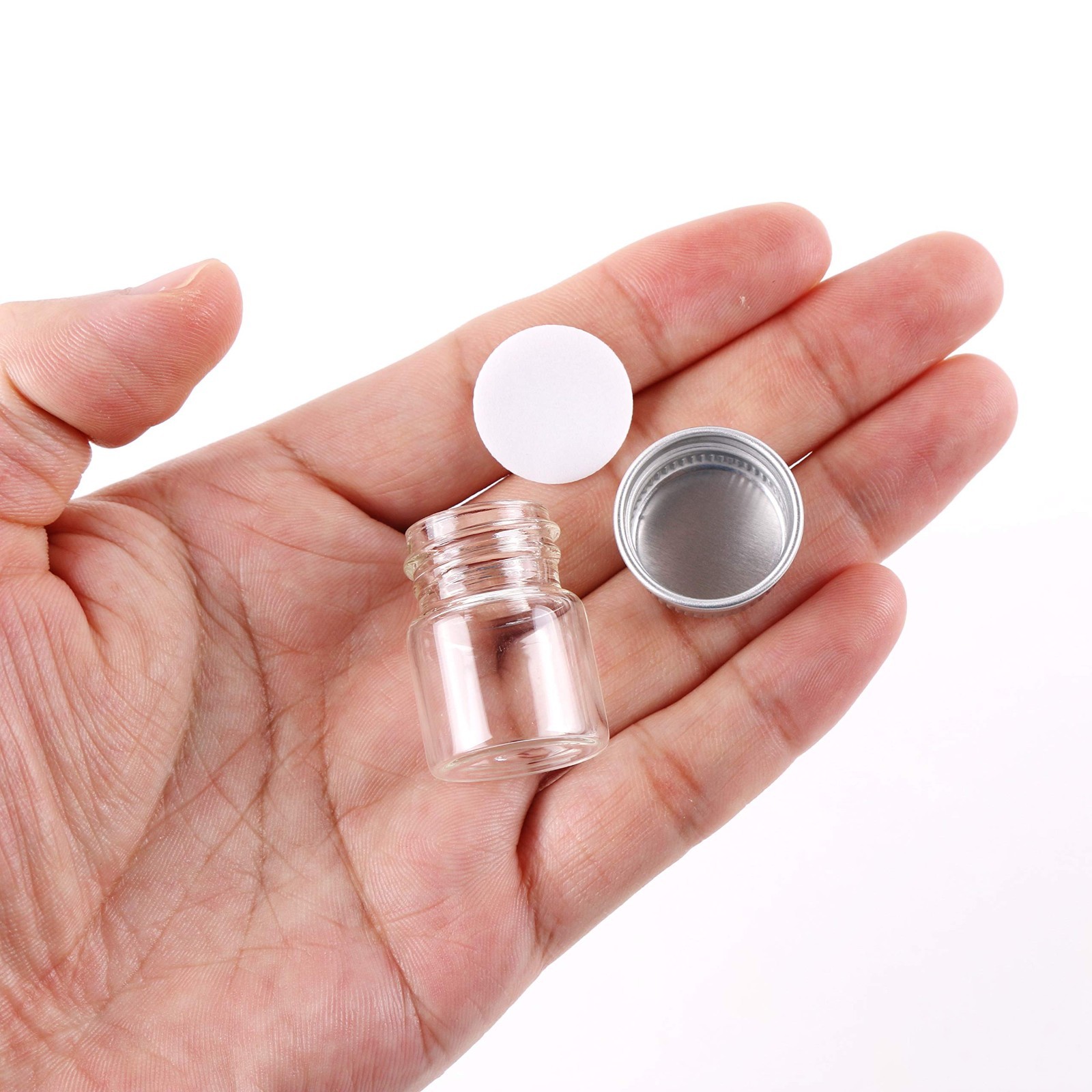 100 Sets 5ml Small Glass Bottles with Aluminum Cap Screw Top – DIY Craft Storage