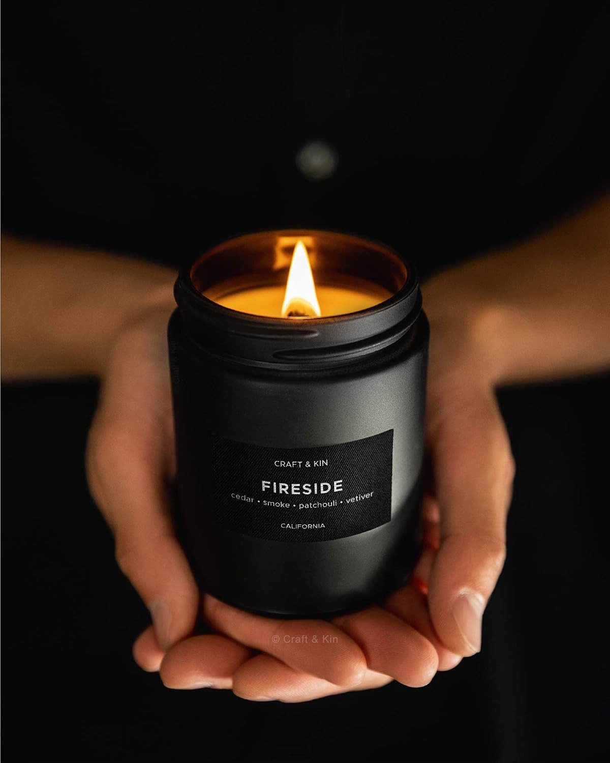 Premium Smoky Fireside Scented Candle – Long Lasting, 45 Hour Burn Time – 7.6 Oz