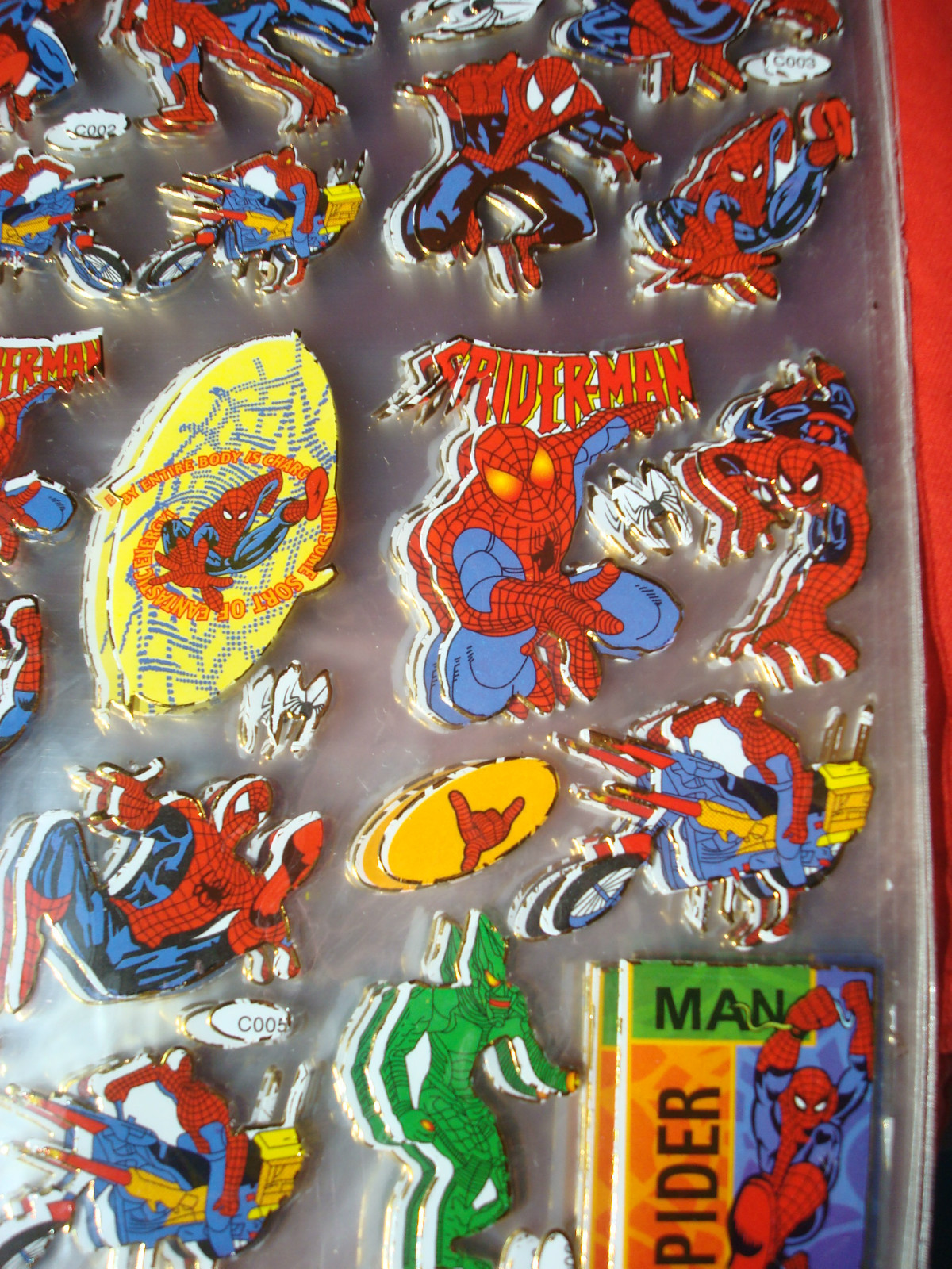 Cool 10 Large Sheets of Spiderman Laser Stickers 8″ X 10″ NEW clear