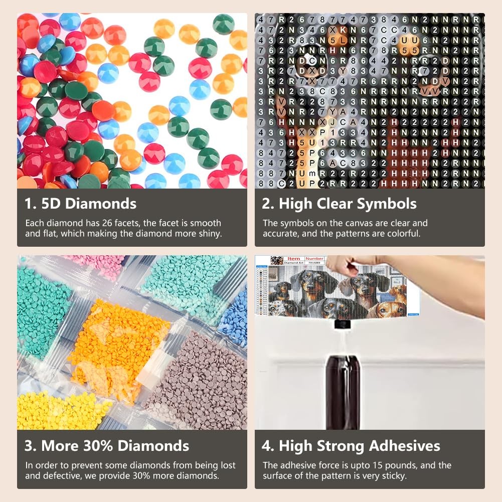 Dogs Diamond Art Kits for Adults, Diamond Painting Kits for Beginners – DIY