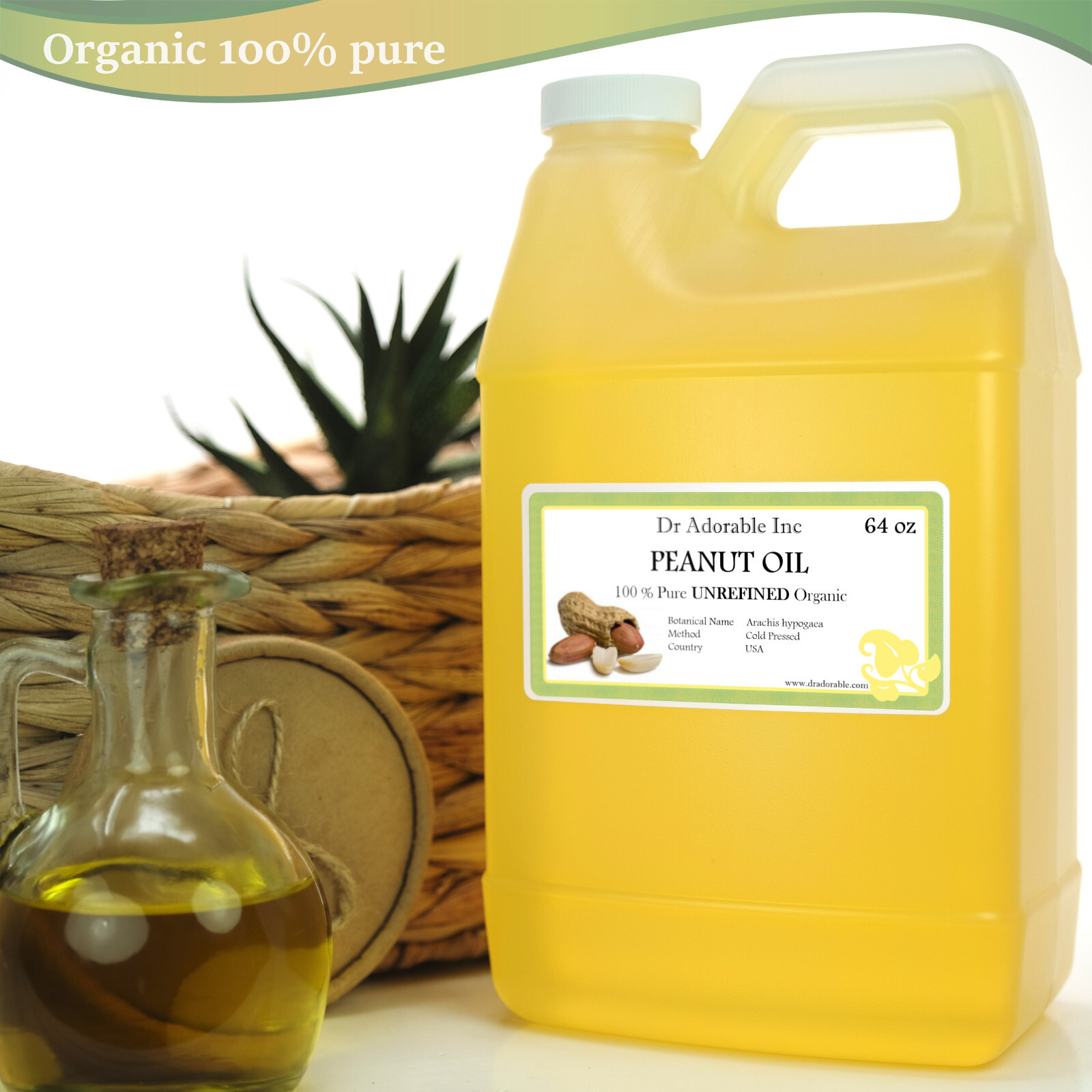 PEANUT OIL UNREFINED BY DR.ADORABLE ORGANIC 100% PURE COLD PRESSED 2oz-UP TO 7LB