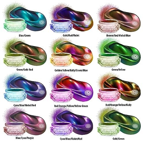 BALTIC DAY Chameleon Mica Powder Set 12 Color Shift Pigments for Resin Crafts