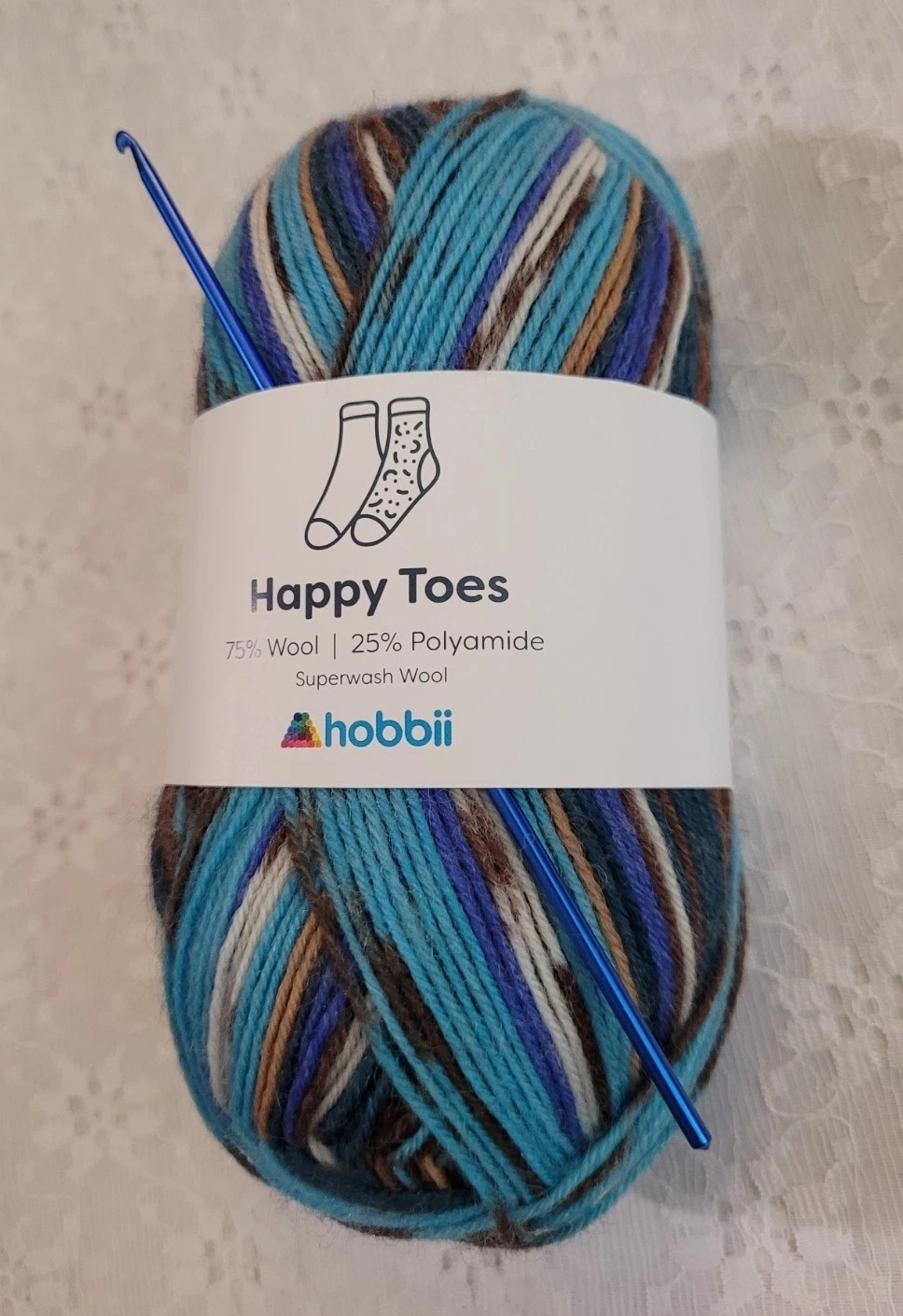 New Super Fine #1 Sock Yarn- Hobbii “Happy Toes” Yarn & FREE New Crochet Hook