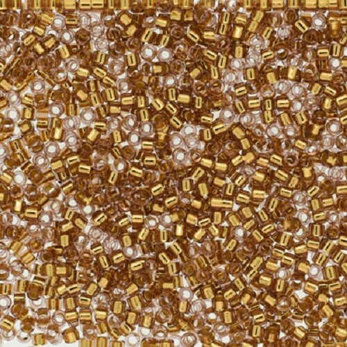 Miyuki Delica DB2524 11/0 Transparent 24Kt Gold Lined Pale Rose 5g